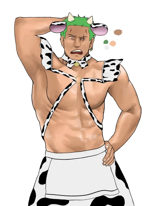 Thumbnail LoThargic's Art: Zoro as a Cow Maid in baramanga