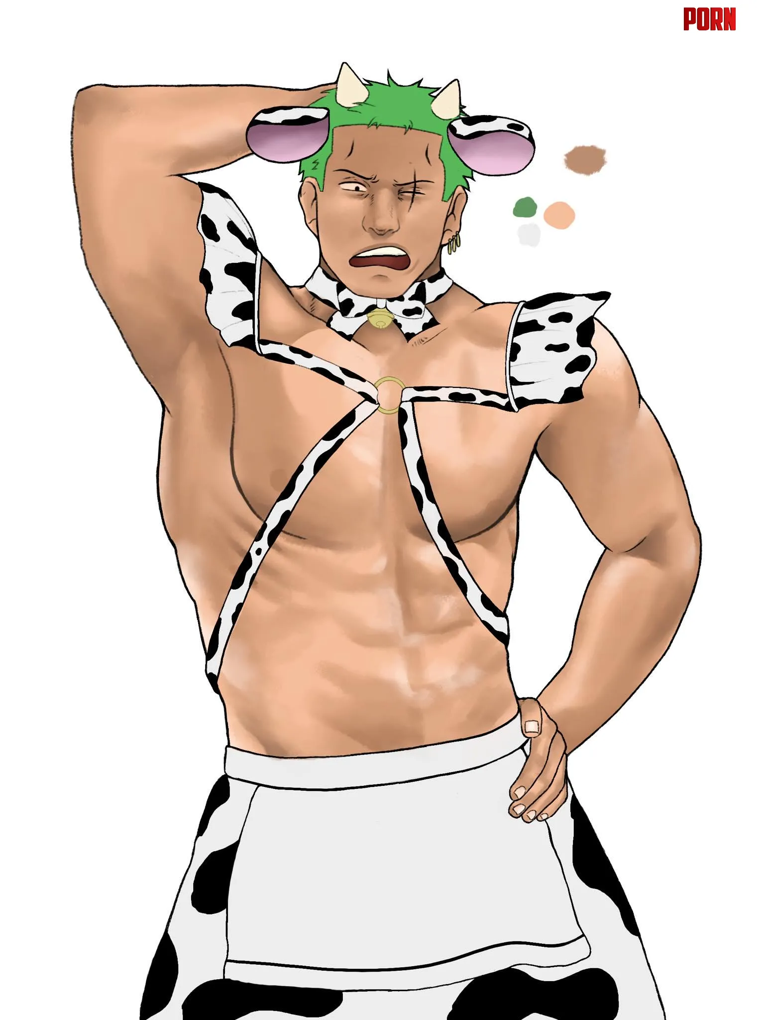 Zoro as a cow maid by me Getting back into art again by LoThargic