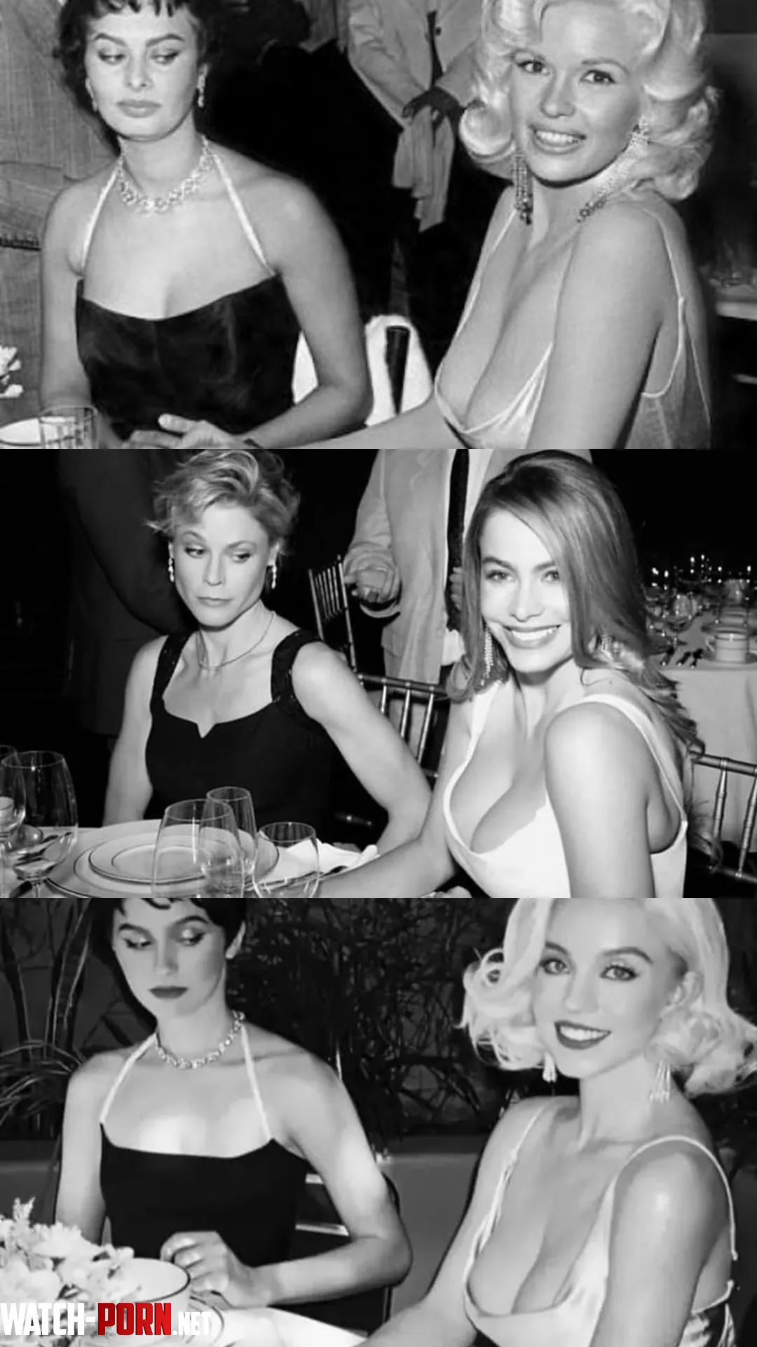 Sophia Loren and Jayne Mansfield 1957 Julie Bowen and Sofia Vergara 2014 Mauda Apatow and Sydney Sweeney 2021 by yashy20