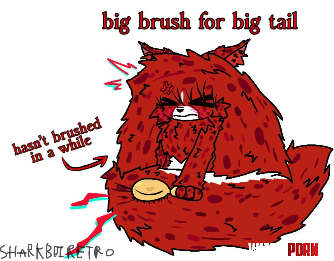 Fuzzy red cheetah cant brush his tail by SharkboiRetro