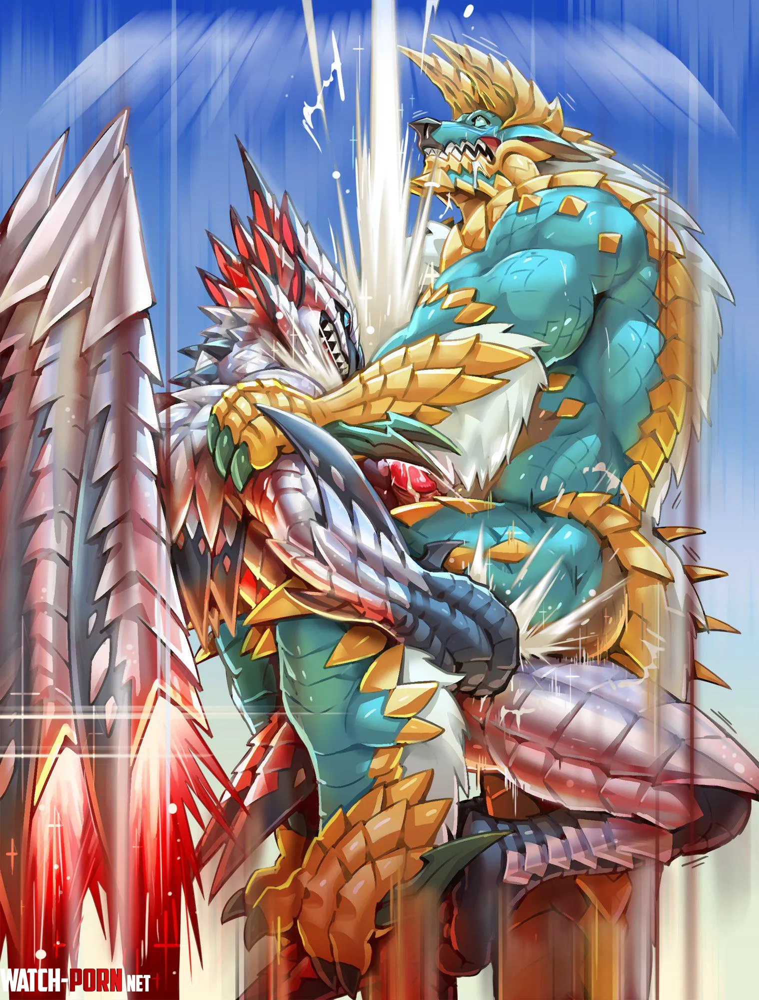 Zinogre and valstrax high speed sex MM monster hunter jacketbear by Jeantrouxa