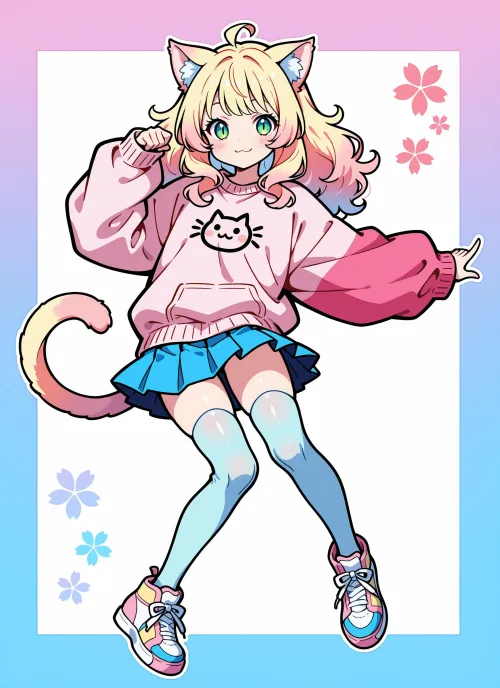 Thumbnail Rainbow Neko Cosplay by furueri | Nekomimi