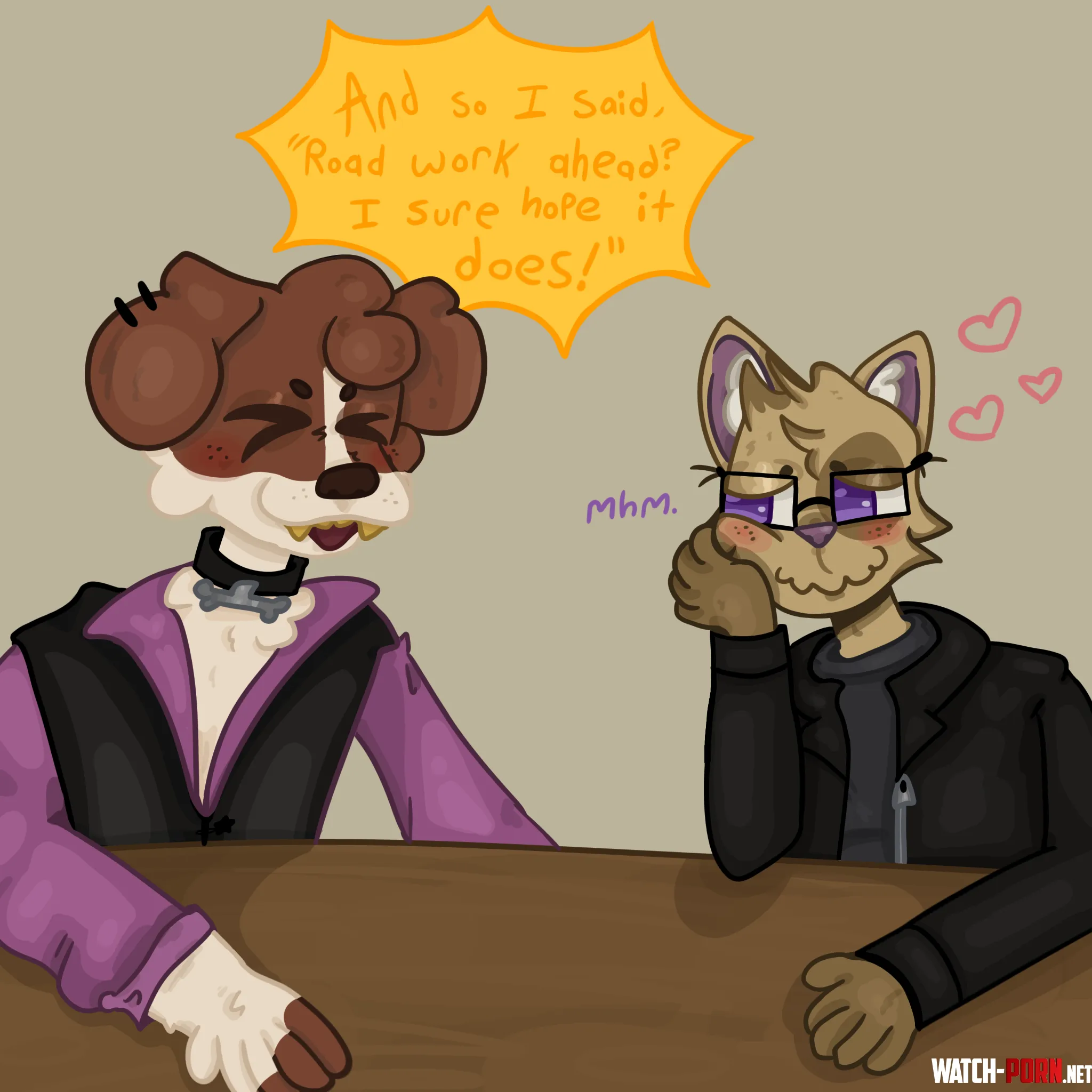 Drawing of me and my bfs fursonas on a date by Sad_Cowono