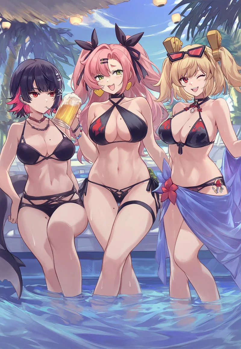 Thumbnail Ellen, Nicole, and Burnice from Zenless Zone Zero: Swimsuithentai Treat