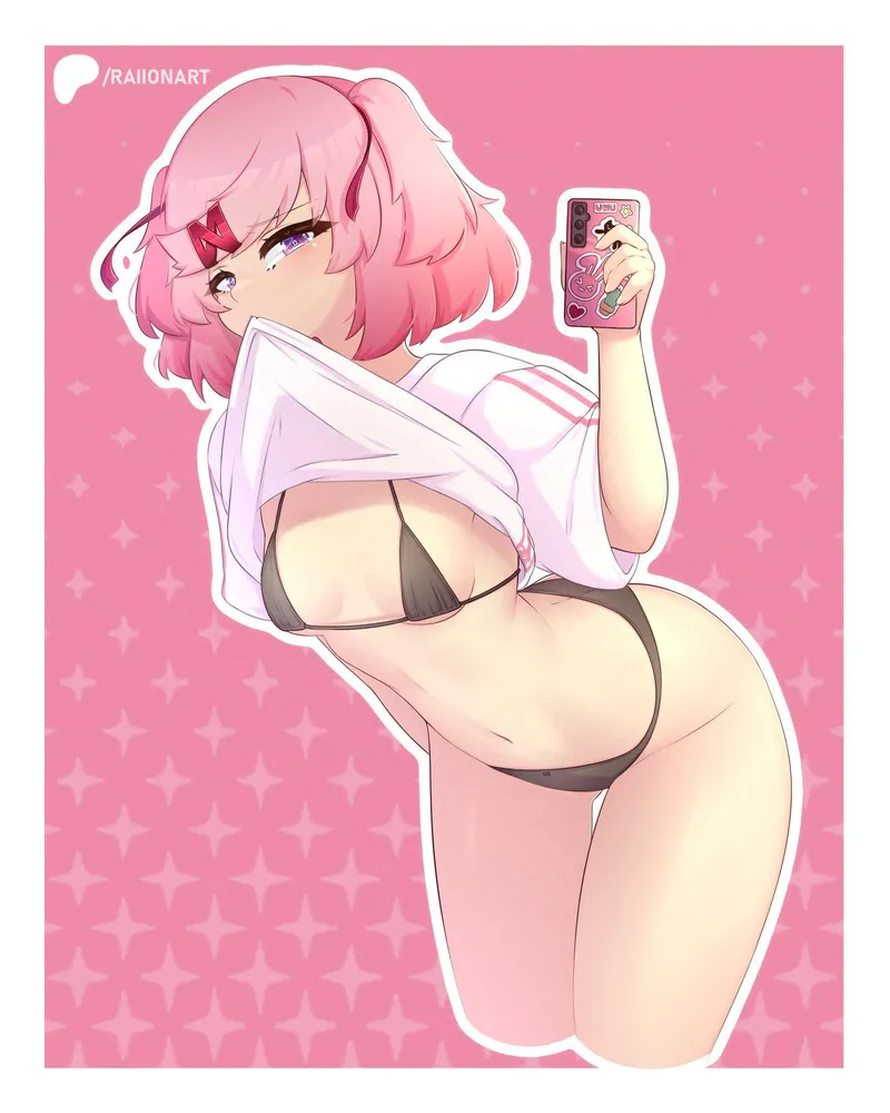 Thumbnail Nat’s Tummyummy: Art by @RaionArt on Twitter in DDLCRule34