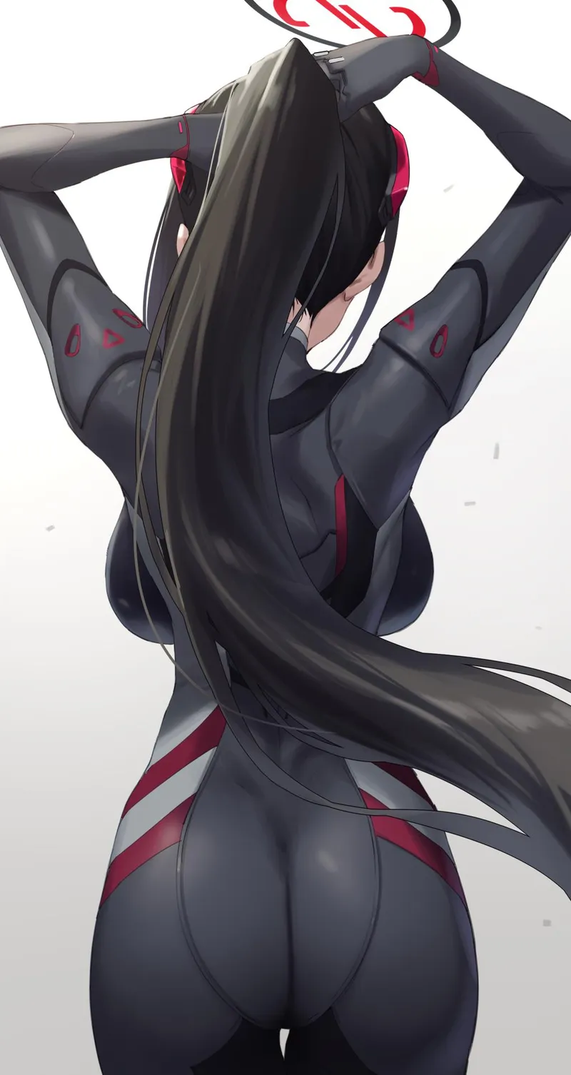 Thumbnail CheetahSperm18 Presents Tying her Hair from Blue Archive Anime Bodysuits