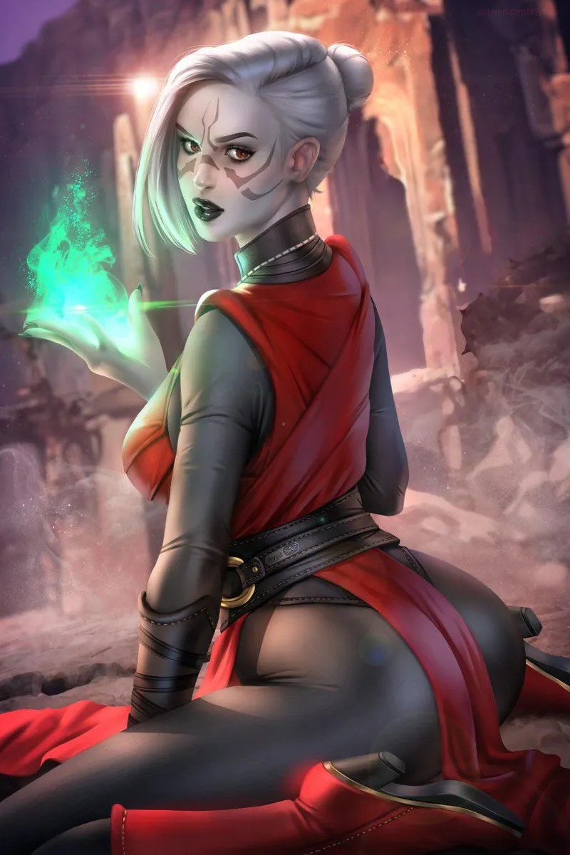 Thumbnail OdysseyPrime9789's Sultry Illustration of Merrin in Star Wars NSFW Art