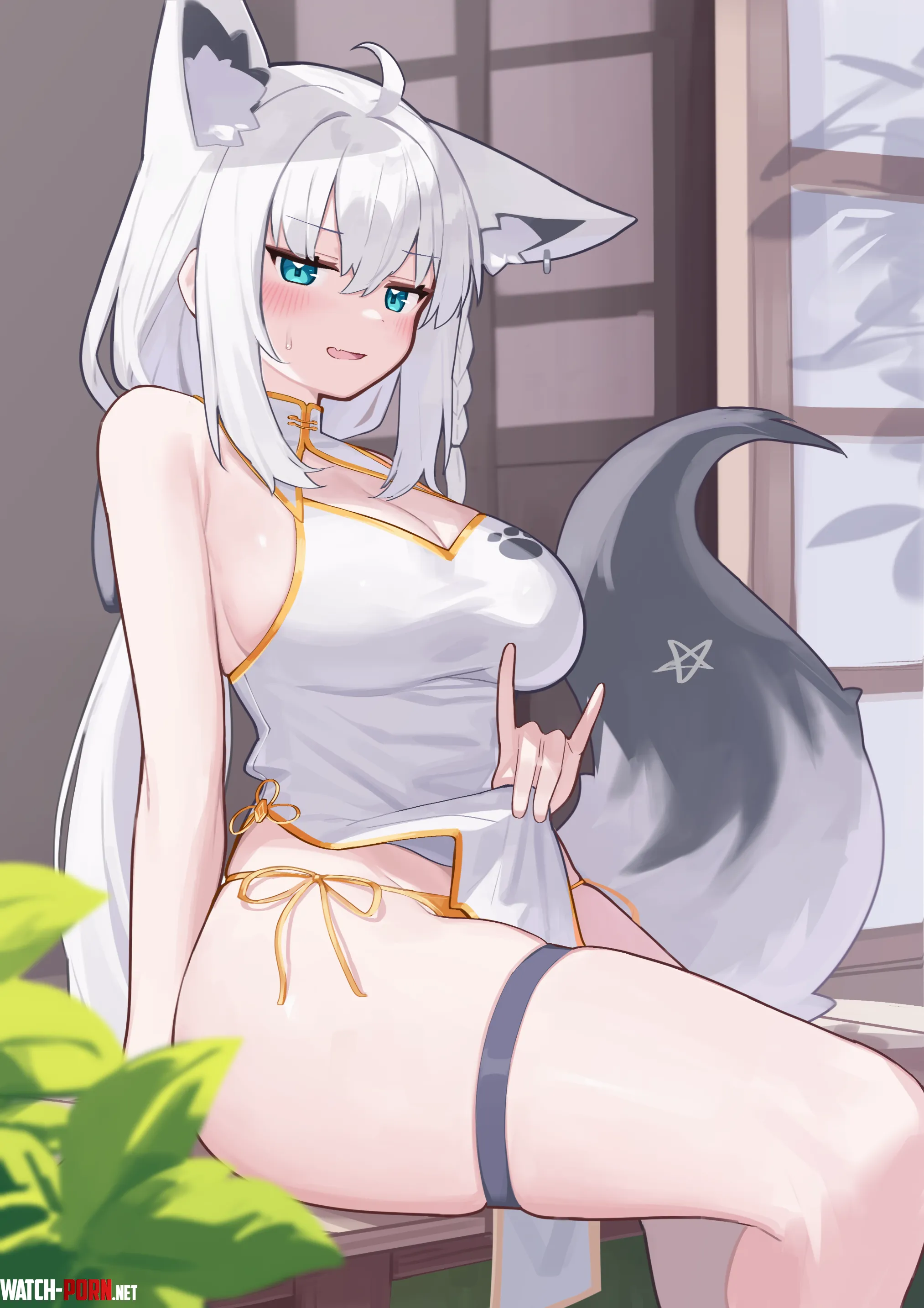 Fubuki showing her thigh [Hololive] by marxsander2016