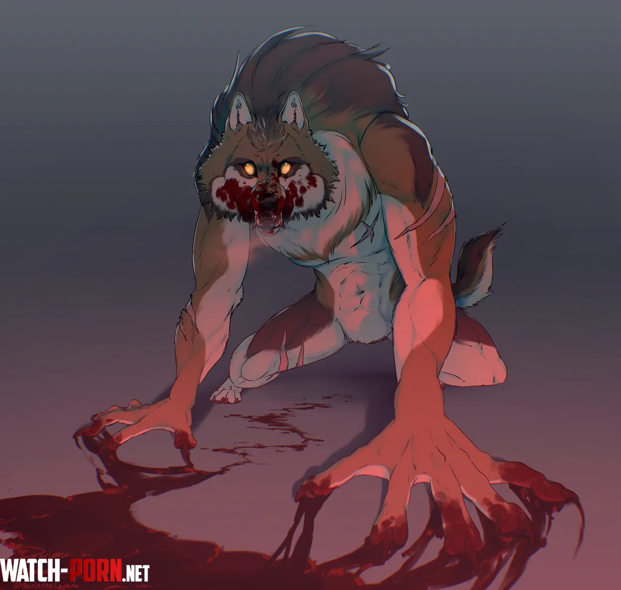Werewolf Character Sketch (Marked NSFW because of blood. There's no nudity) Art by Me by DarleenaCanania