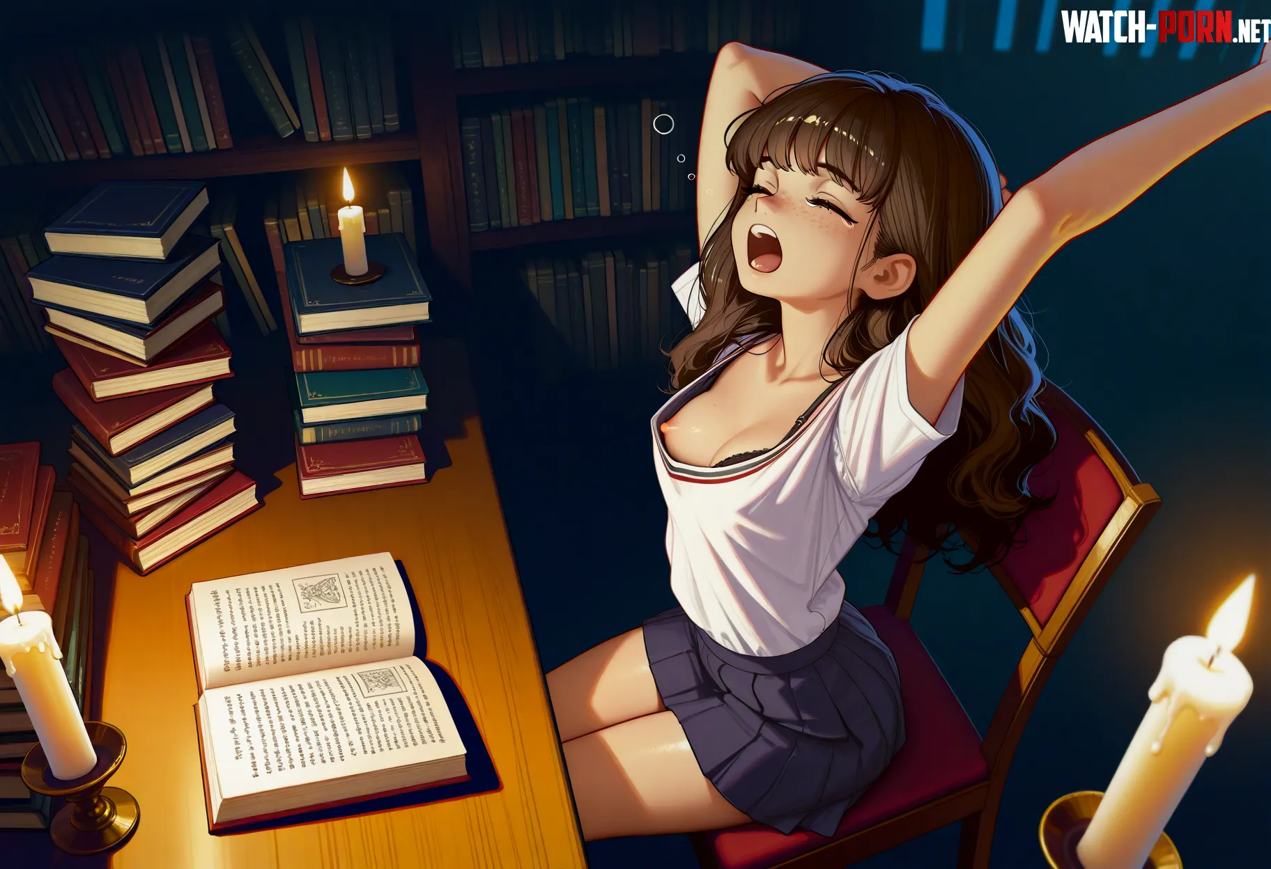 studying well past her normal time by GettingHandsyWithMe