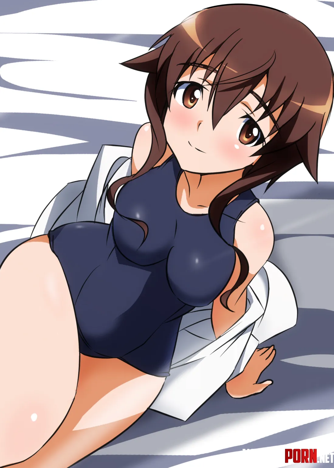 Takei Junko Undresses her Uniform to Flaunt her Body in School Swimsuit [Strike Witches] (Tokiani) by ecchi_neko