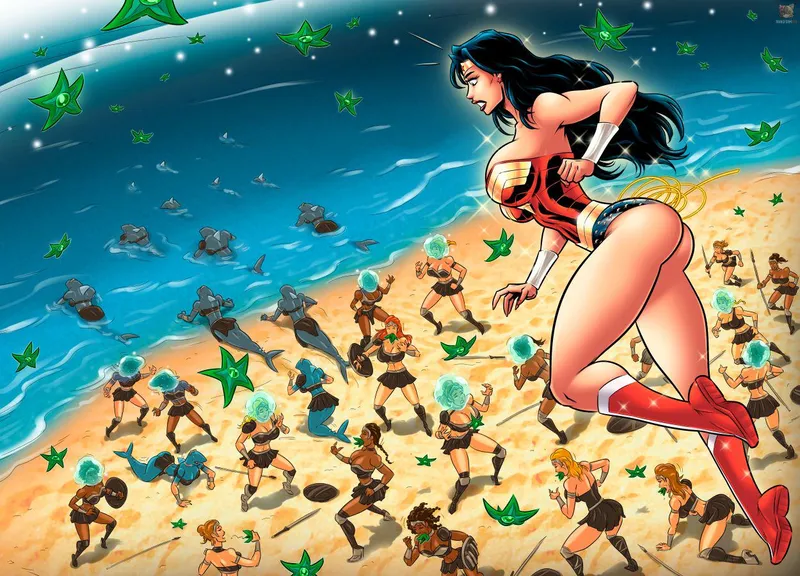 Thumbnail Cezar_Nix Presents Wonder Woman Vs. the Shark Babes Transformation