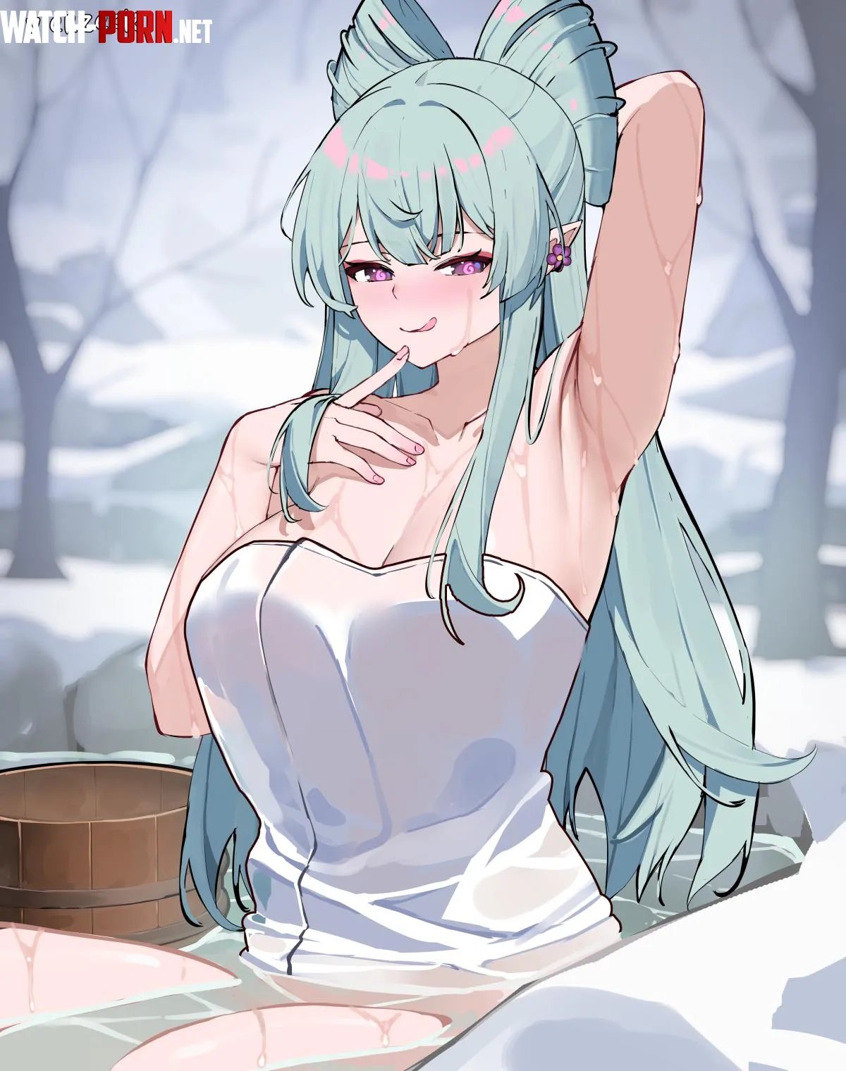 Yumemizuki Mizuki bathing in the hot springs (vierzeck) [Genshin Impact] by TheRoySez