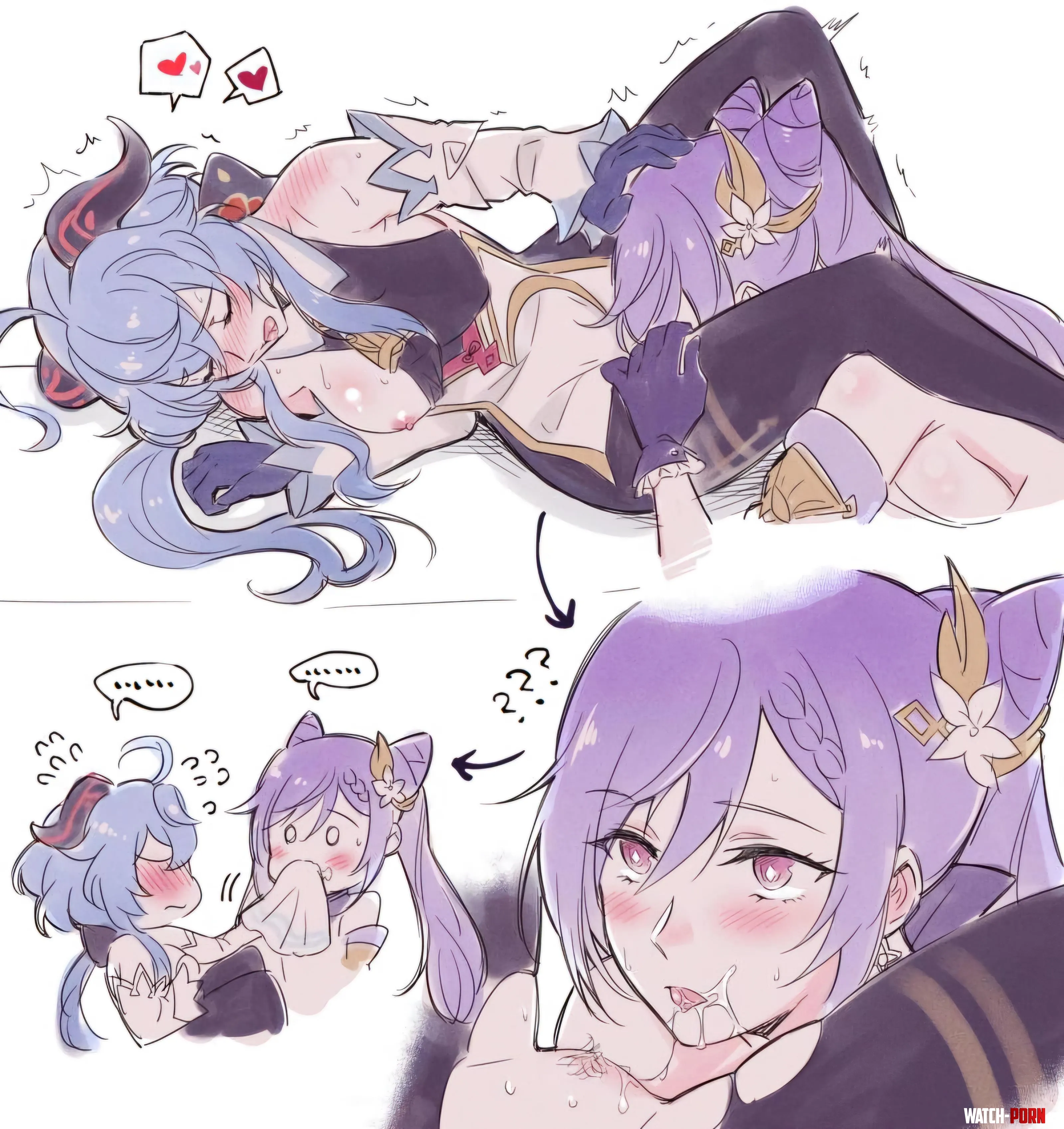 Keqing doesn't realize how embarrassed she's making Ganyu feel (Negom) [Genshin Impact] by Runkkontot123