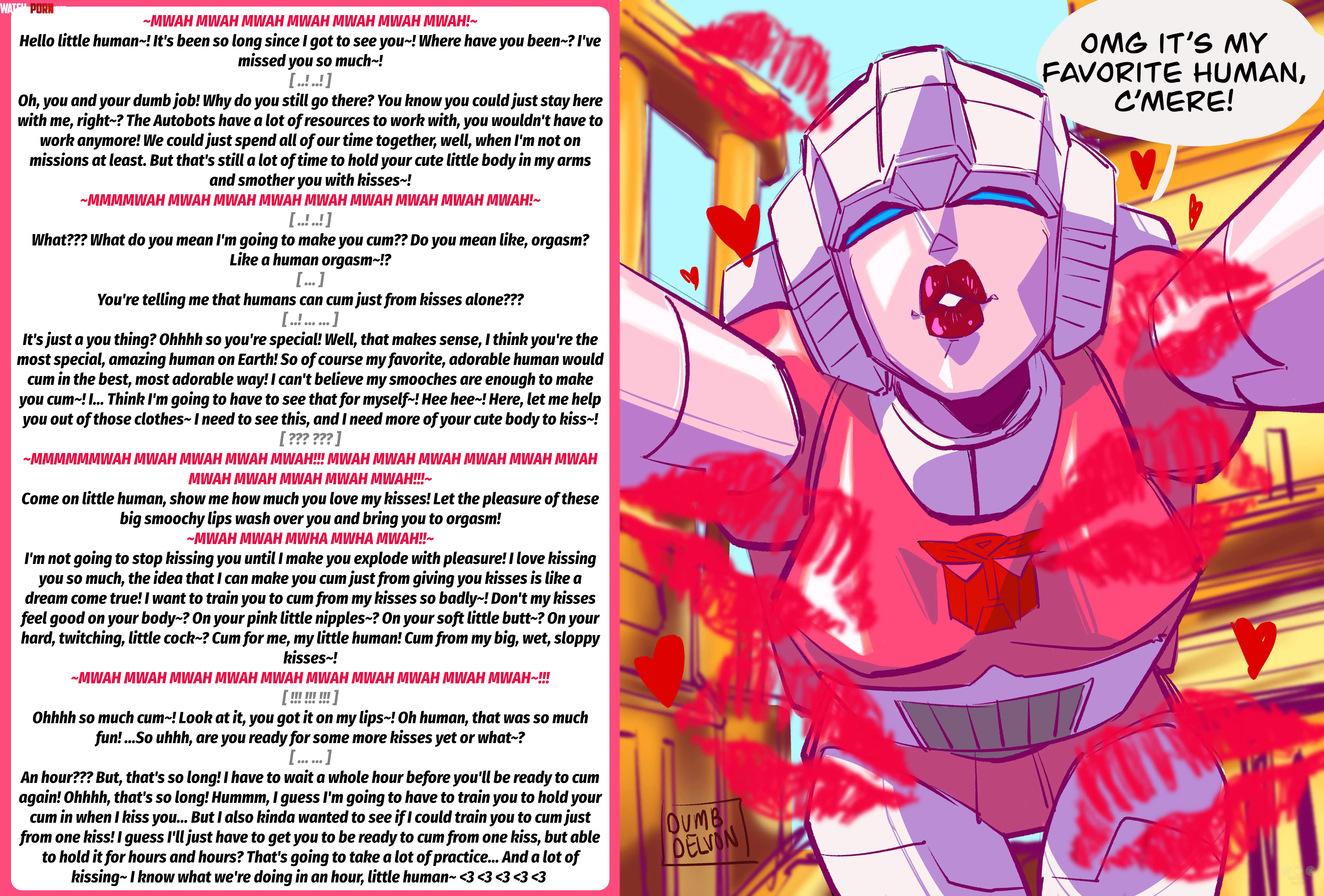 Autobot Kisses~ [Kissing] [POV] [Size Difference] [Robot] Artist: Dumb Delvon by Desira_Stoned