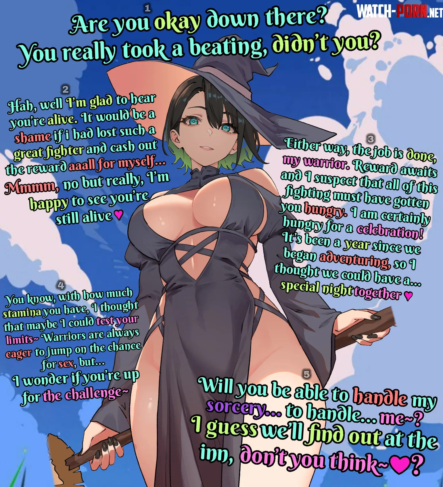 After a year of adventuring with your mage companion, she has planned to take the next step in your relationship tonight [Neutral POV] [Female] [Fantasy] [Witch] [Imminent sex] [Anniversary] [Teasing] Artist [kuso otoko] by JPowo123