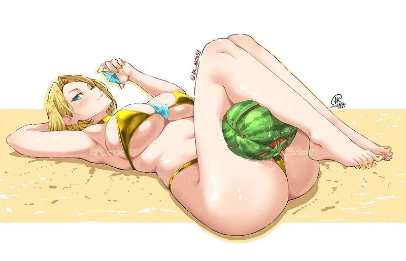 Thumbnail A_MASSIVE_PERVERT Presents 'Gold Bikini Emma Frost Watermelon Thigh Crush' - Marvel Gem