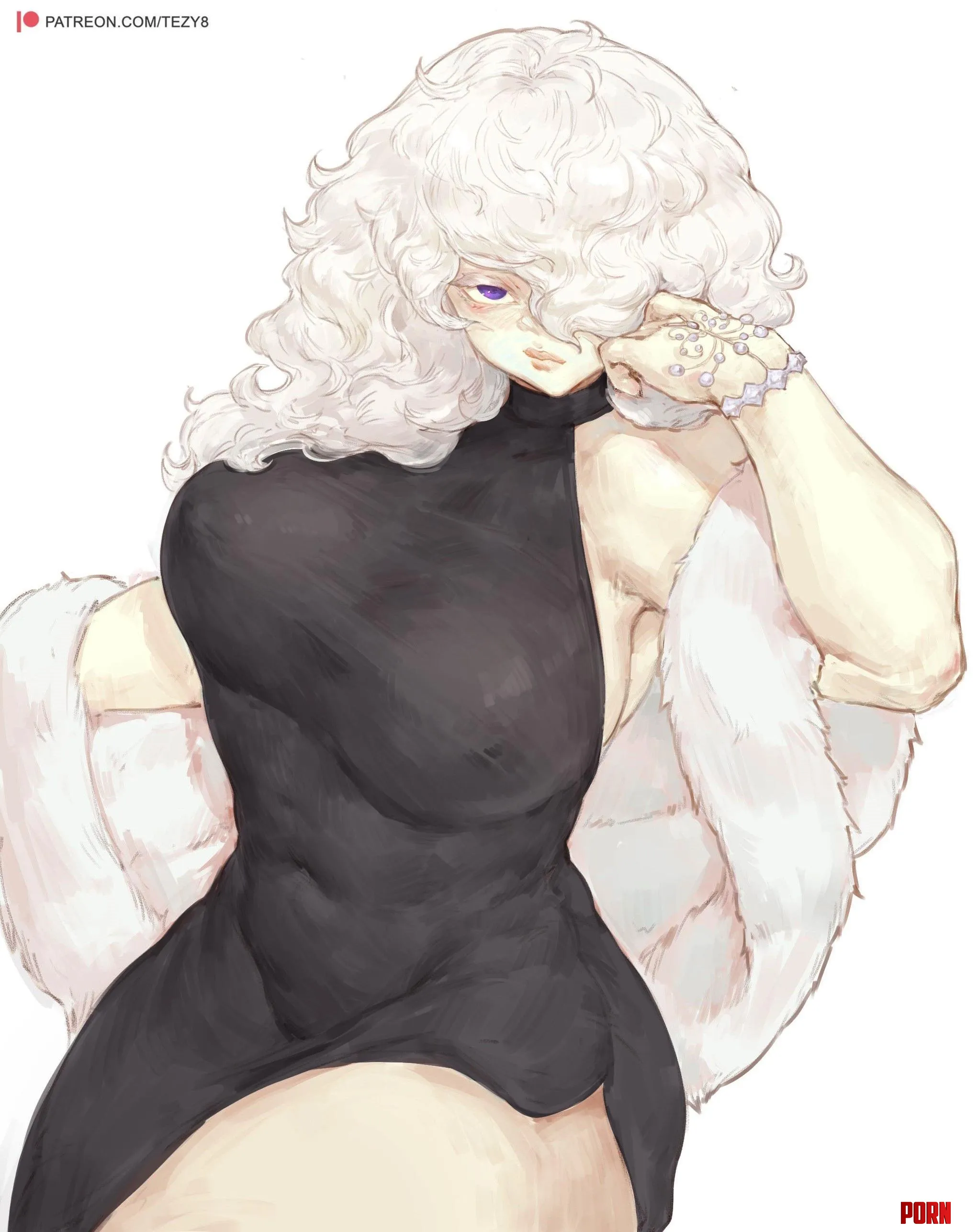 Elegant white haired lady (by me) by StarvingArtist2000