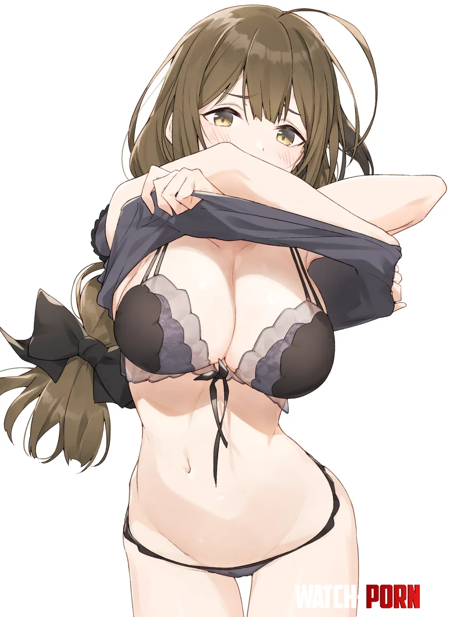 Wearing black lingerie underneath [Idolmaster] by marxsander2016