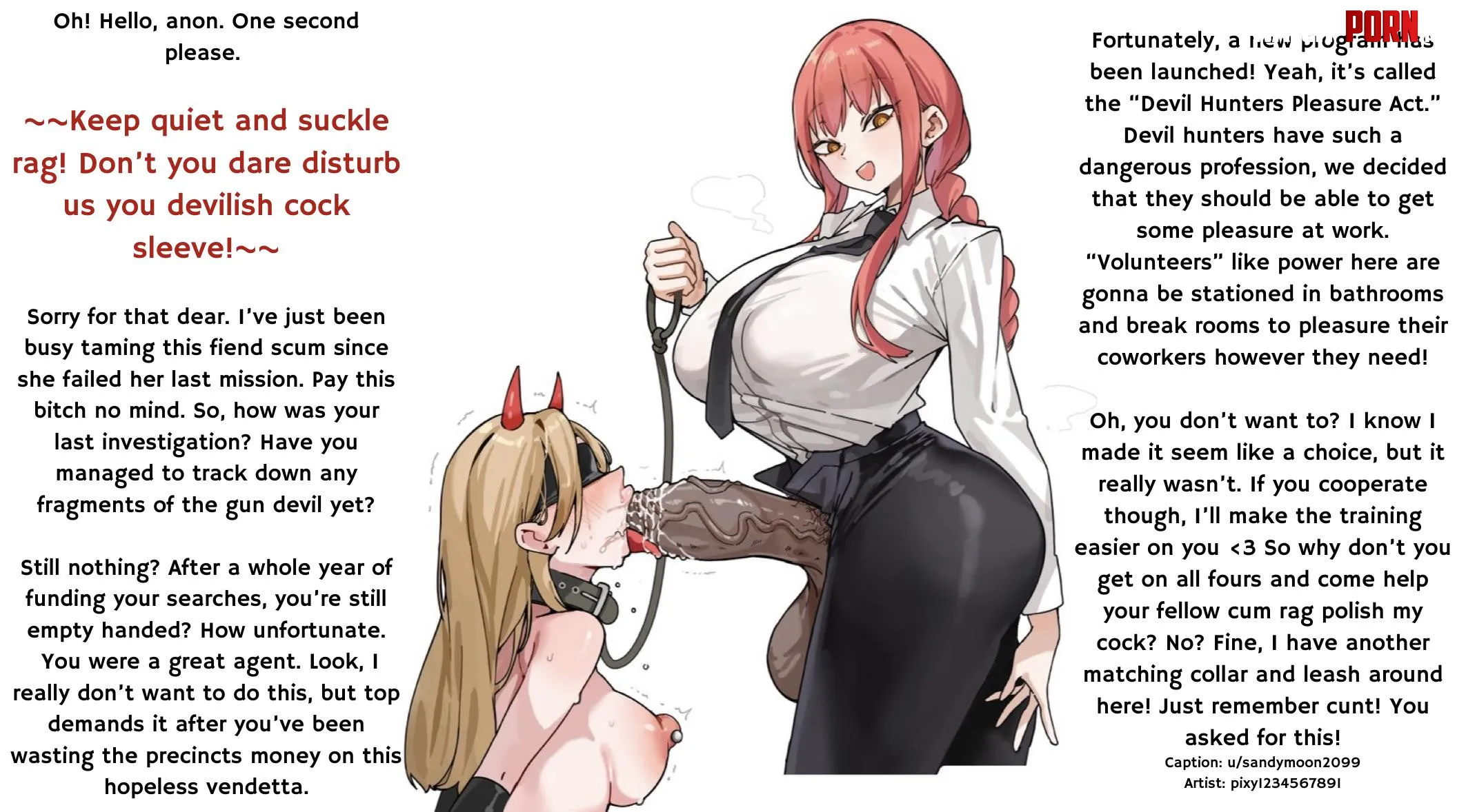 Makima has a new project that requires your service, whether you like it or not [chainsaw man] [futadom] [makima] [power] [noncon] mentions of [free use] [lease and collar] Artist: pixy1234567891 by sandymoon2099