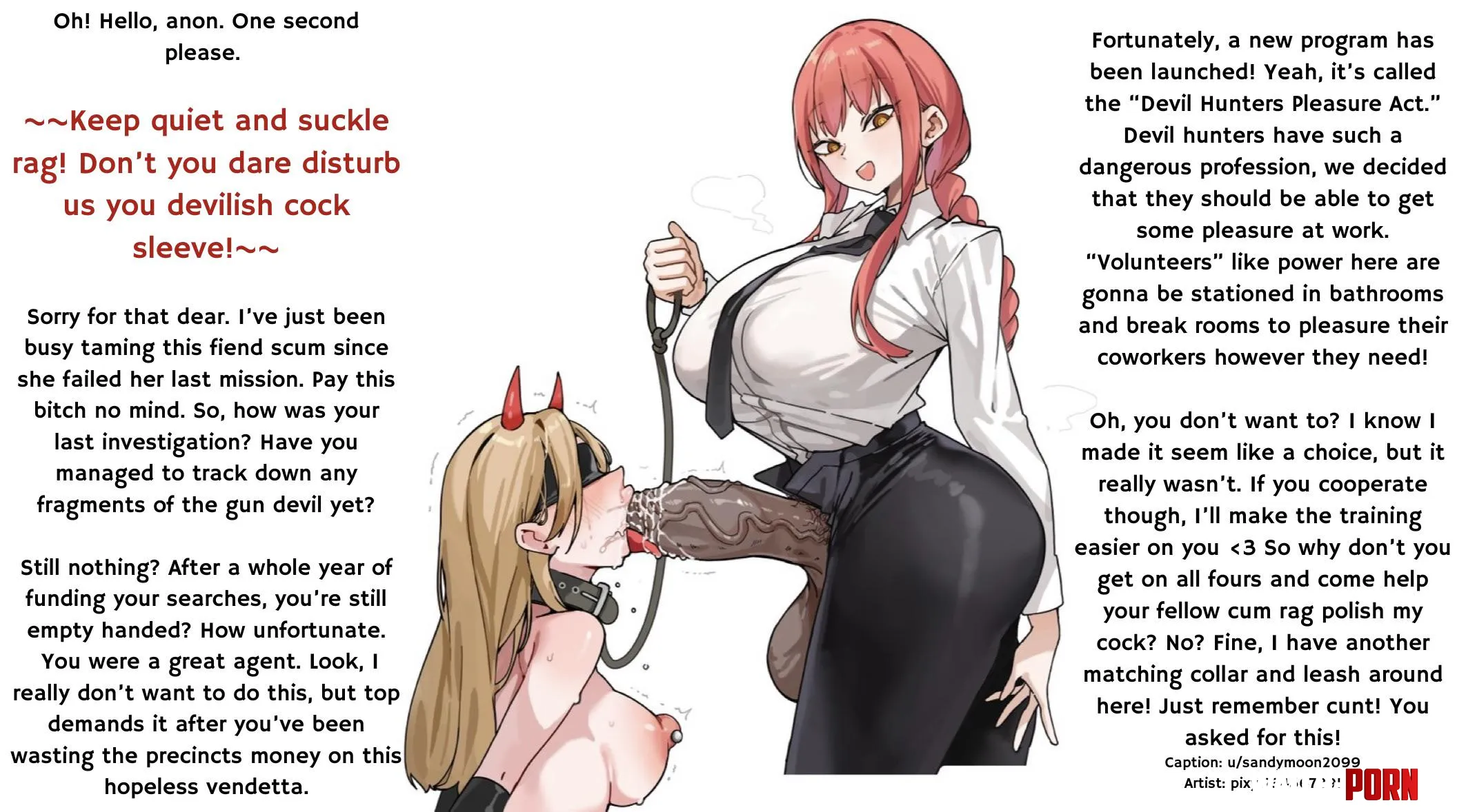 Makima has a new project that requires your service, whether you like it or not [chainsaw man] [futadom] [makima] [power] [noncon] mentions of [free use] [lease and collar] Artist: pixy1234567891 by sandymoon2099