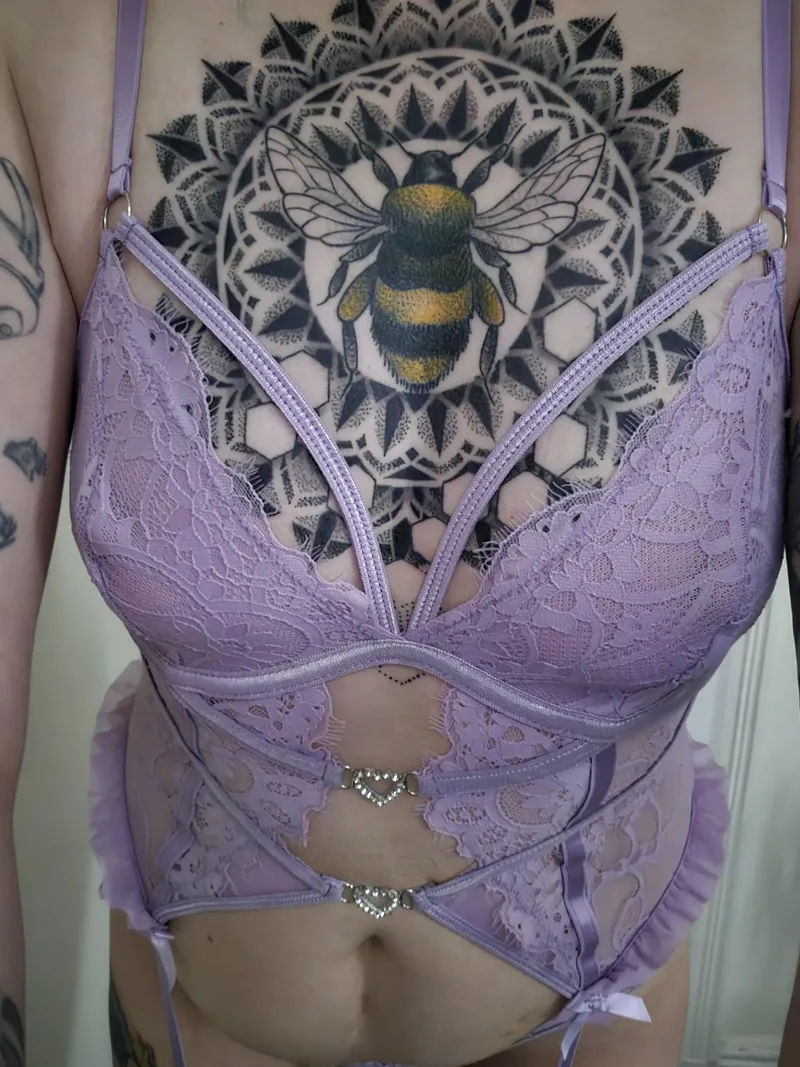 Thumbnail Jemima_Stitch's Killer Chest Tat - New Lingerie Unveiled
