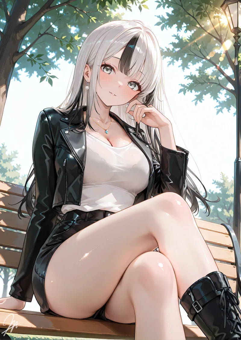 Thumbnail Park Bench Goth Girl: Aesthetic Appeal in thighdeology by CheetahSperm18