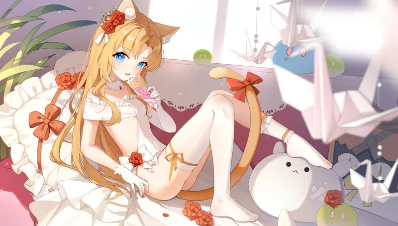 Thumbnail Delight in Nekomimi Beauty with Roses - MyLifeIsAHornyMess