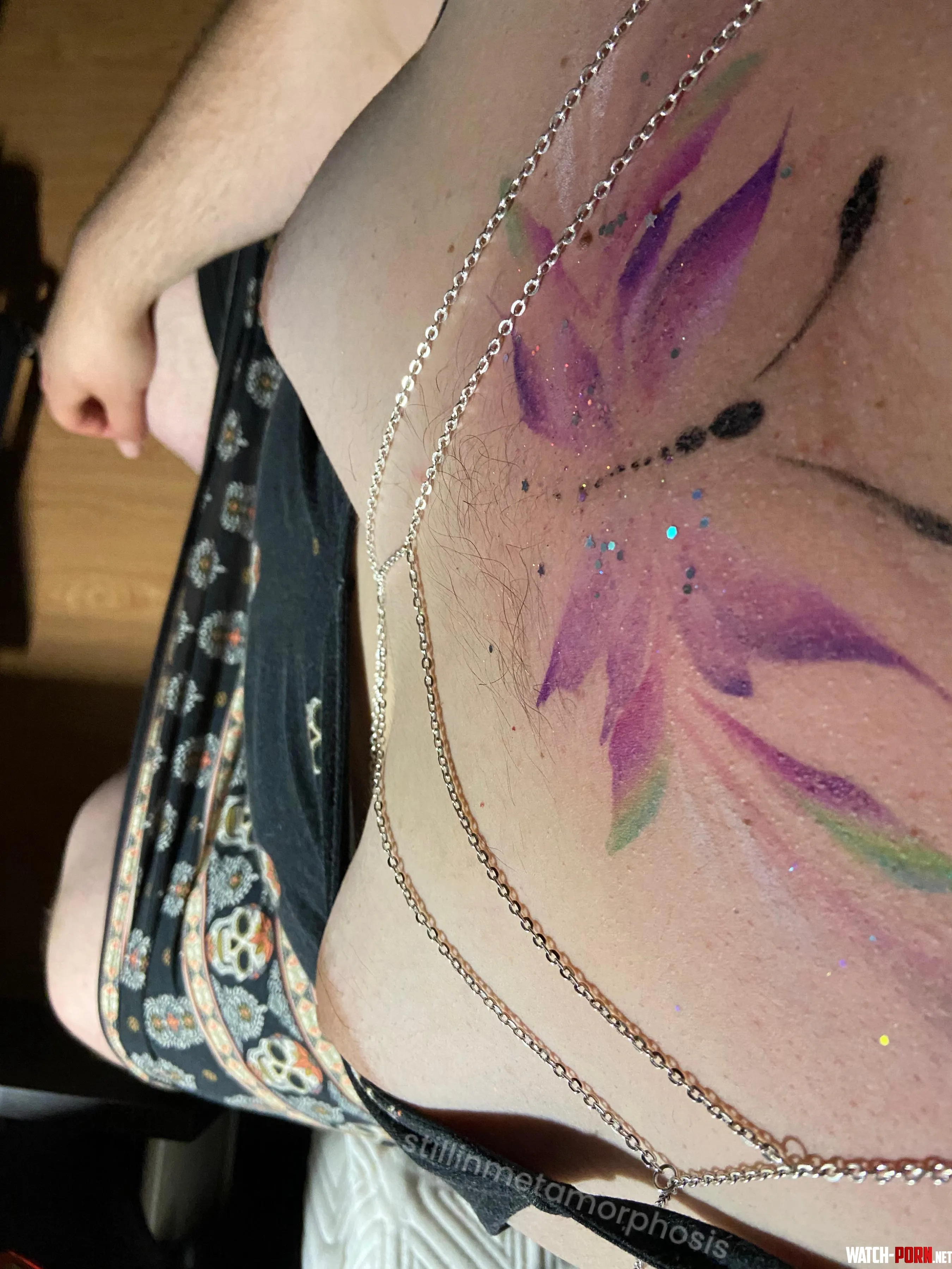 I love how this drawing (not by me) & body chains look on my hairy chest by Stillinmetamorphosis
