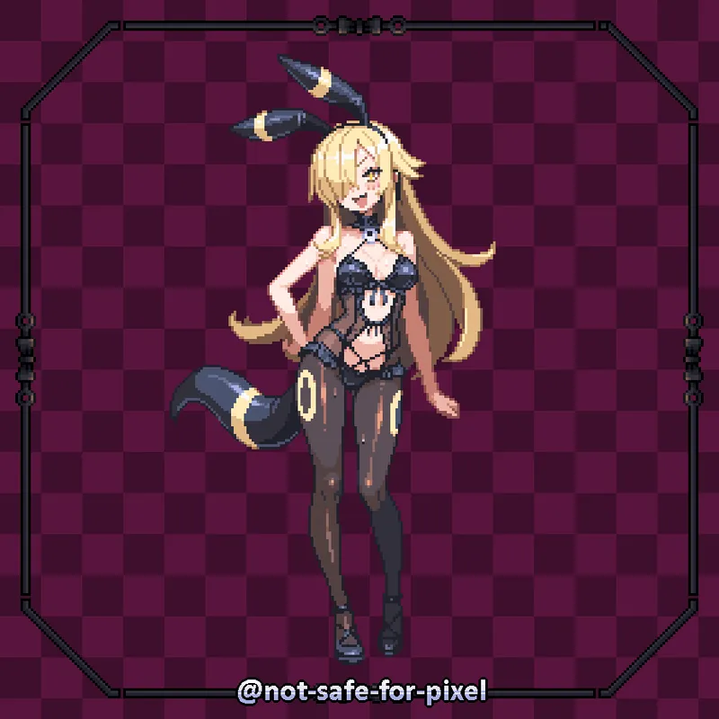 Thumbnail Oozing Creativity: Cynthia's Umbreon Lingerie in Pixel Art by Not_safe_for_pixels