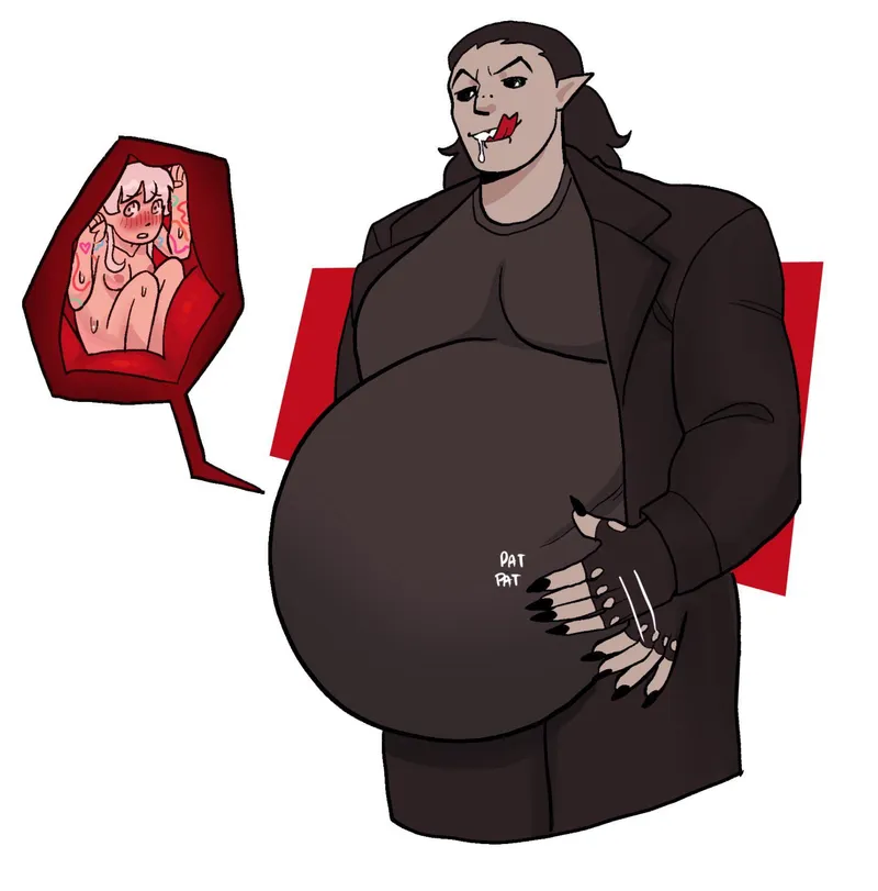 Thumbnail Girl Dinner Art featuring Male Pred by peachinash in Vore Category
