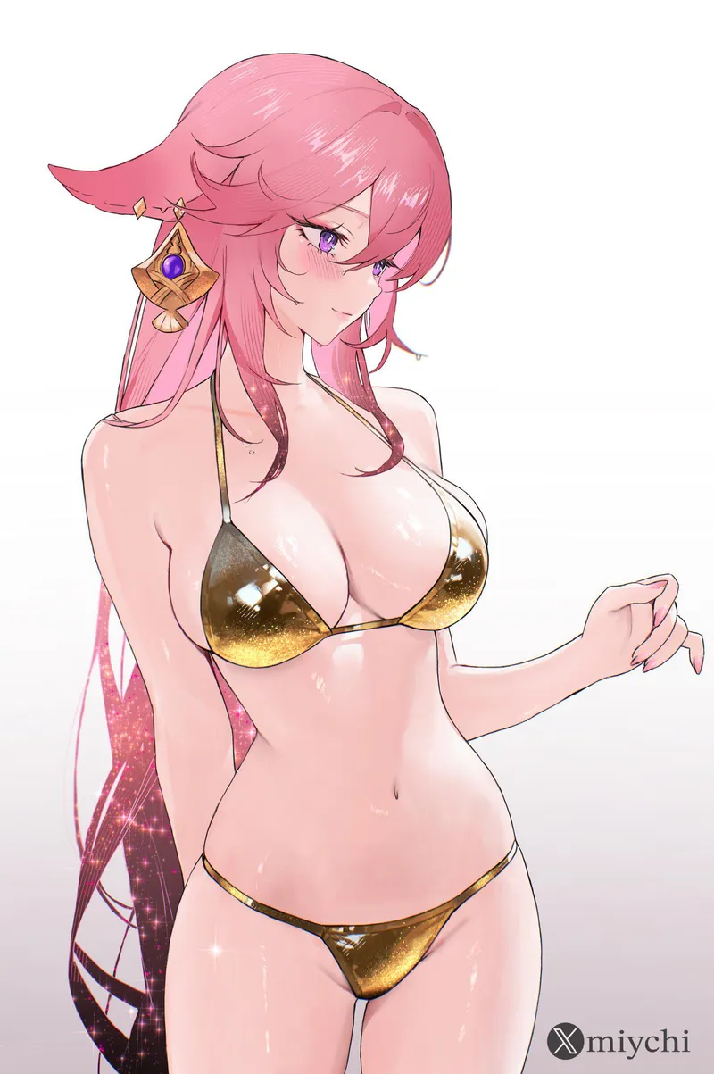 Thumbnail Genshin Impact: Admiring Yae in a Golden Bikini | pantsu