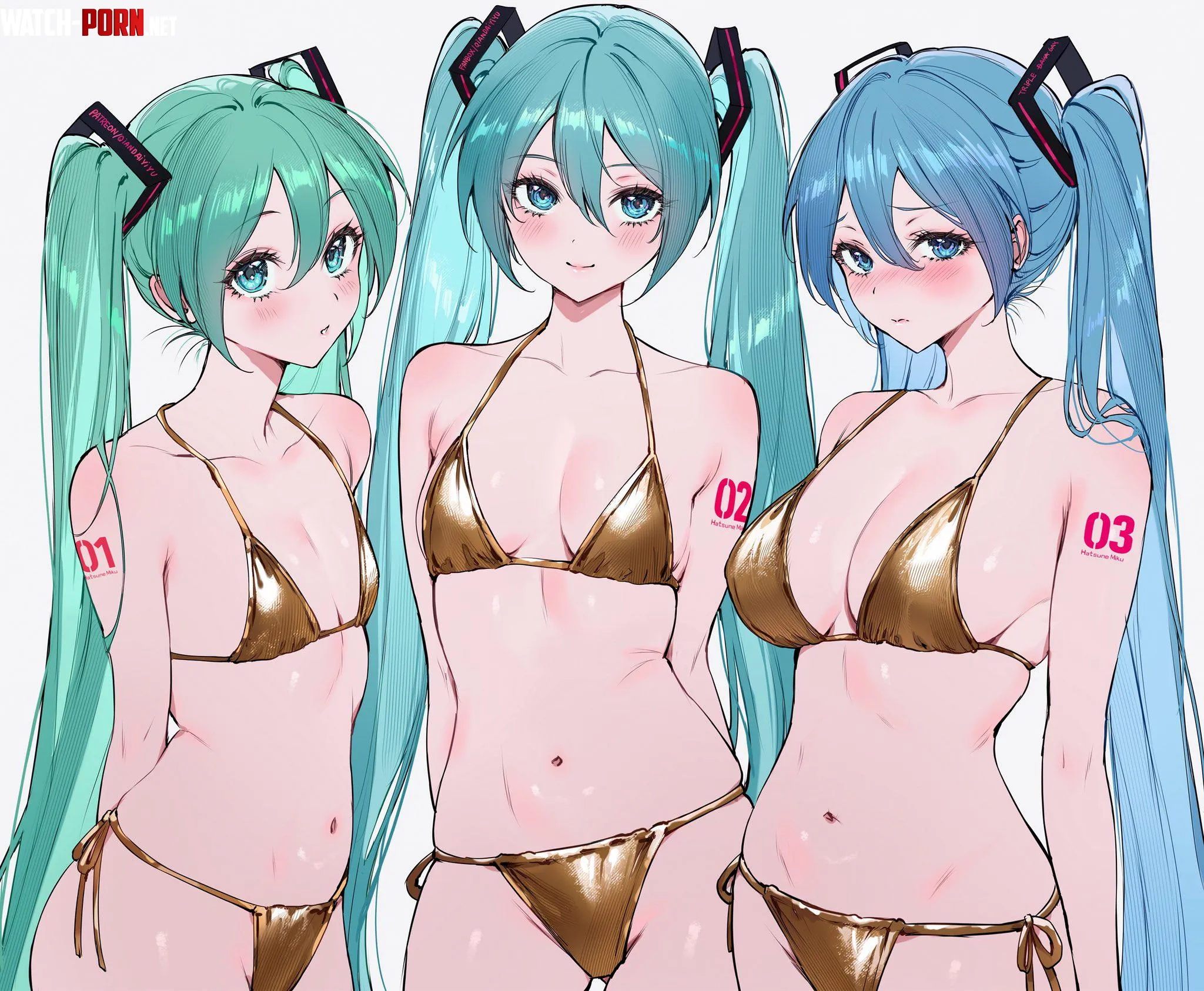 Three Mikus [Vocaloid] by xSaviour_N