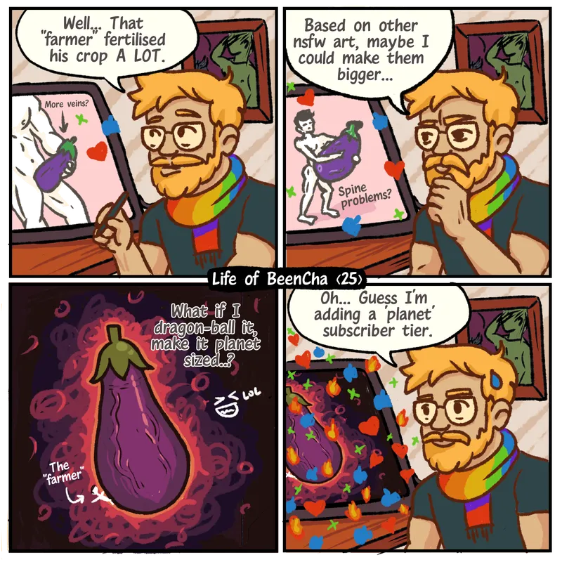 Thumbnail Been_Cha Embarks on an Eggplant Sizing Comic - Baramanga