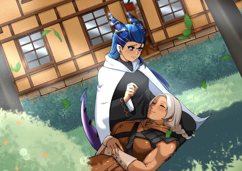 Thumbnail Kiyomi_Raven_Misoto Naps on Dragon Wife's Lap in Yuri Tale