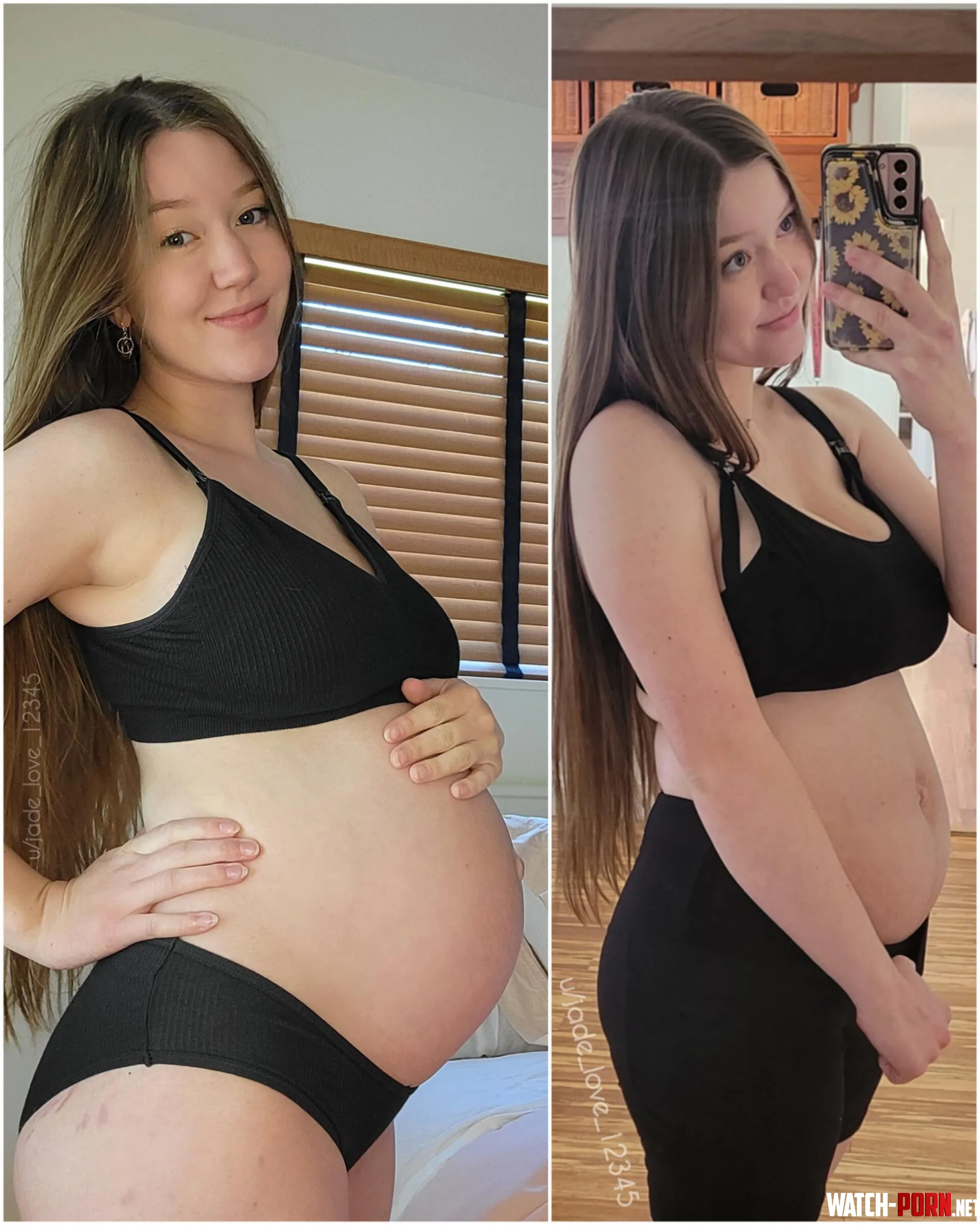 9 months pregnant vs freshly postpartum by jade_love_12345