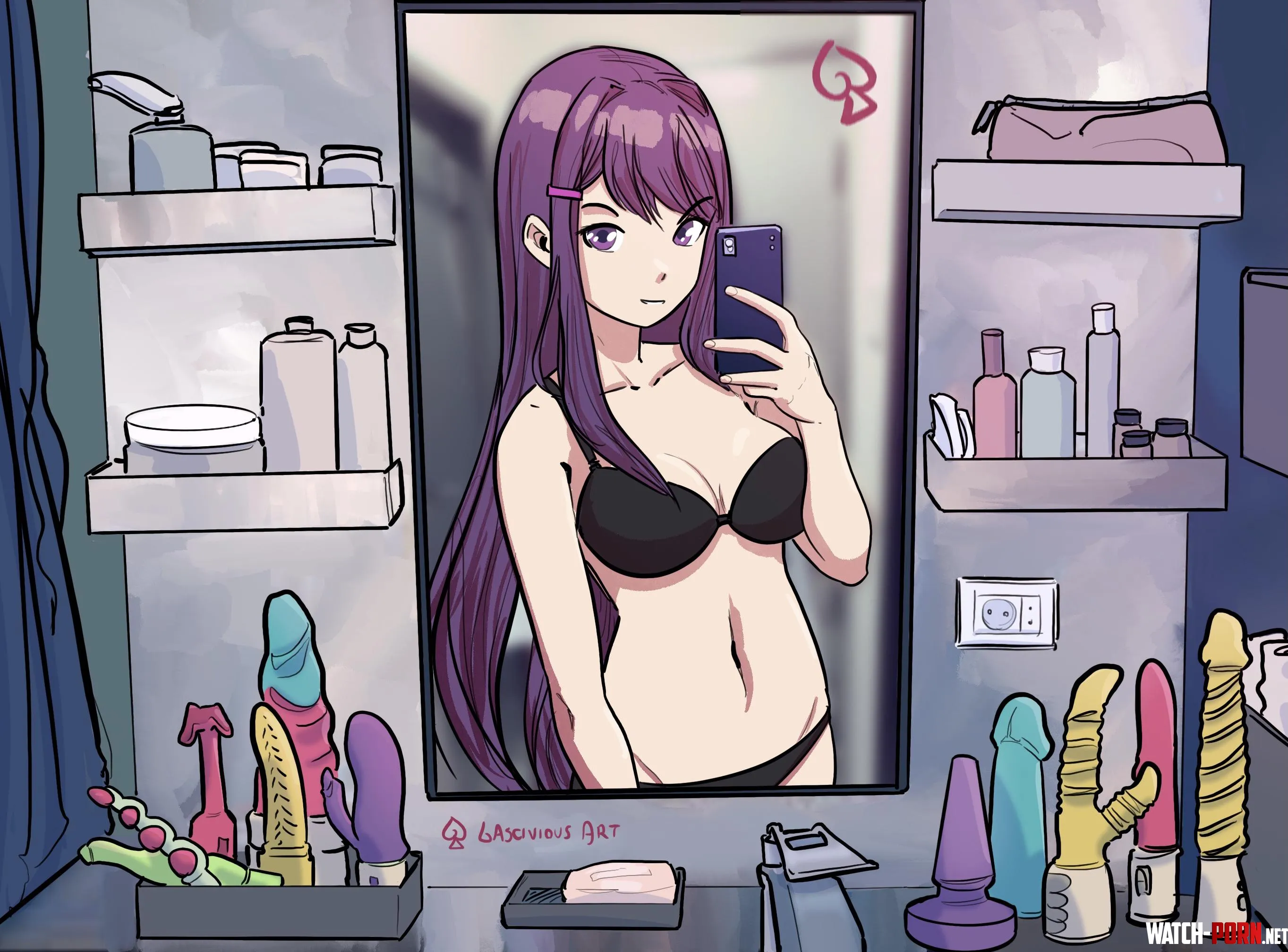 Yuri [DDLC] likes to flex her collection by Lascivious_Art
