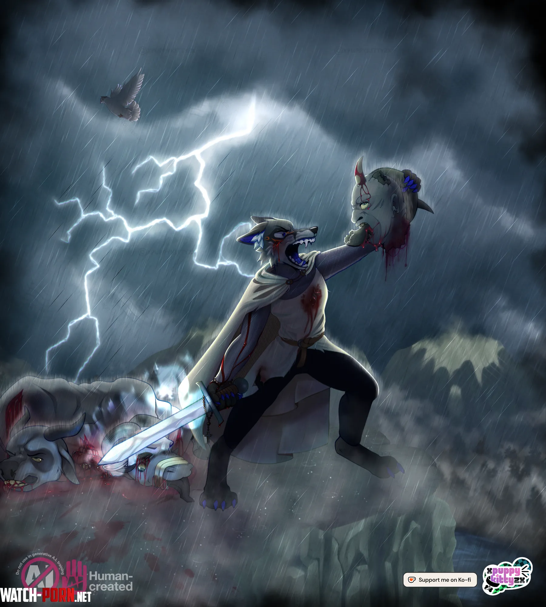 CONQUER (art by me) (CW: gore) by XPUPPYKITTYZX