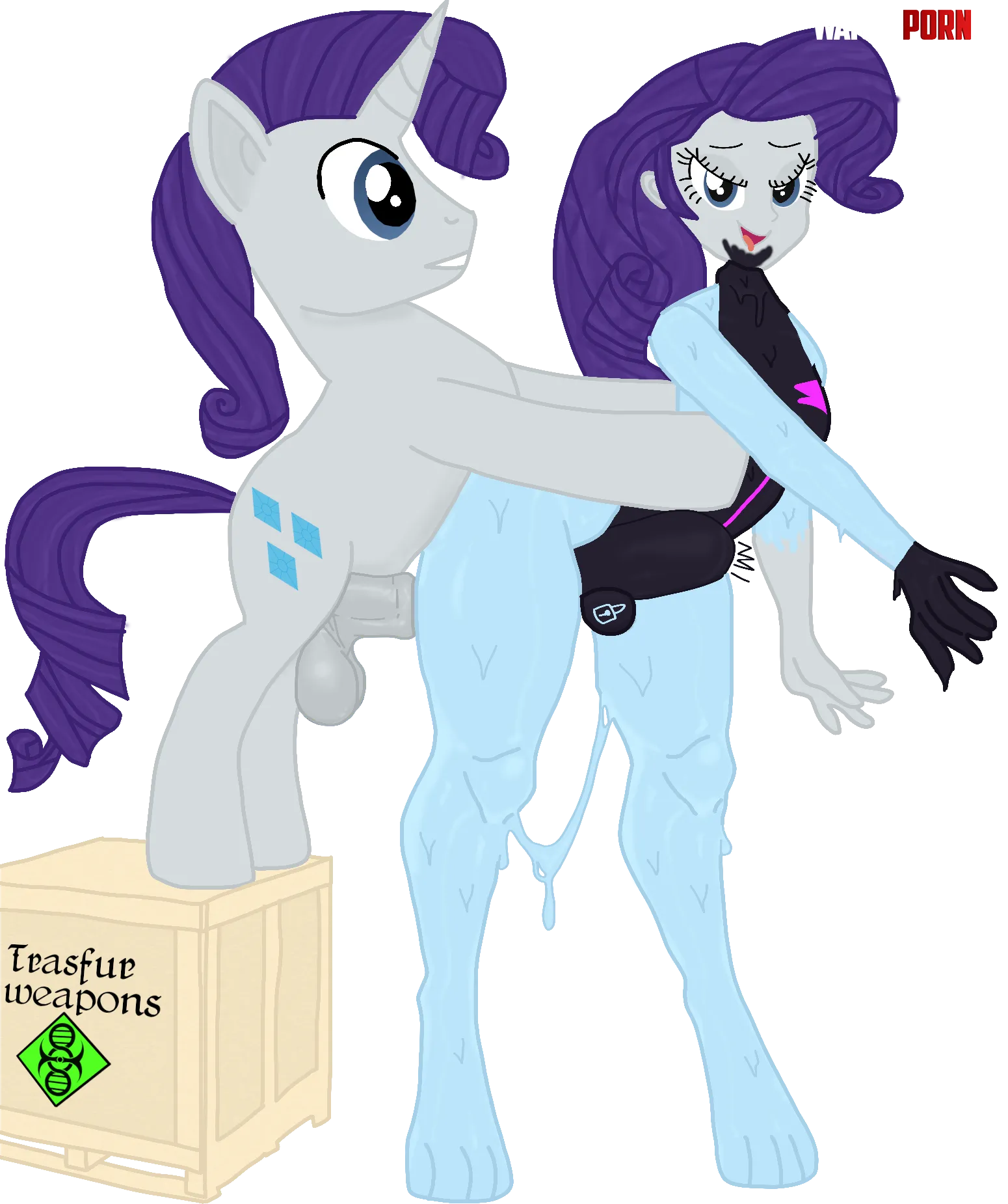 Human Rarity getting transformed into null bulged Night fox gootraxian. By unicorn stallion Rarity. (OC) by Xada_Nep_zealot