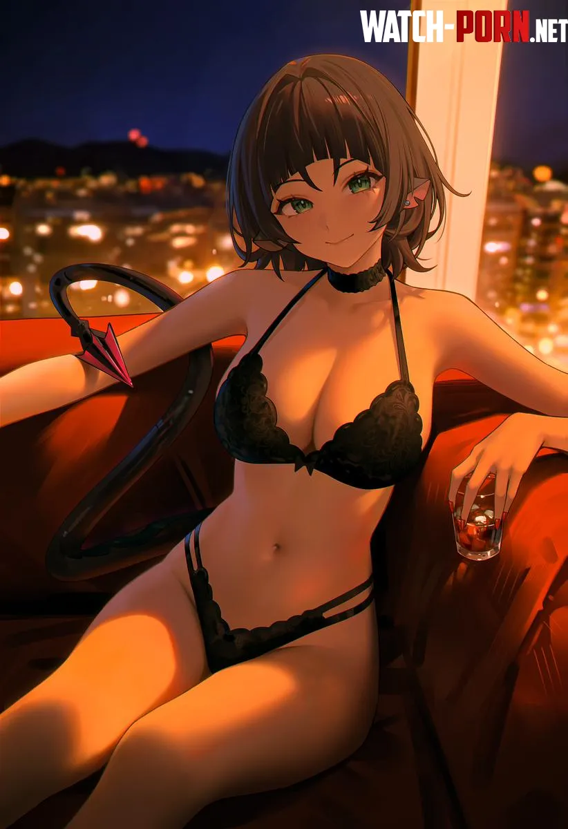 Drinking in her lingerie by AnimeChan39
