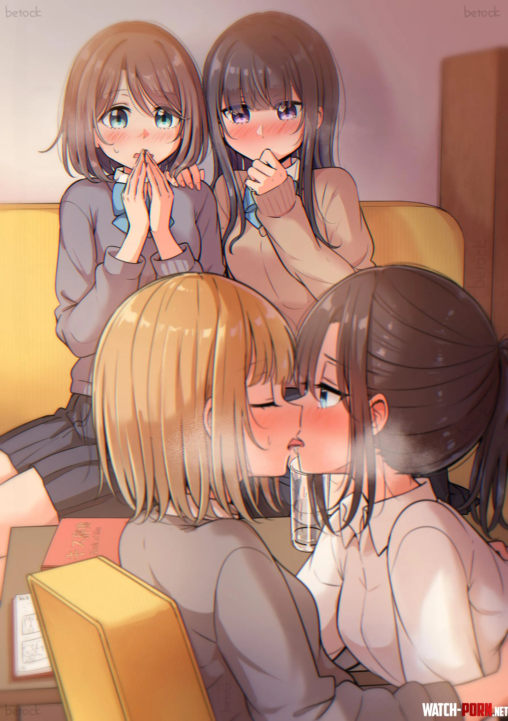 Friends kissing [Original] (betock) by Cream77700