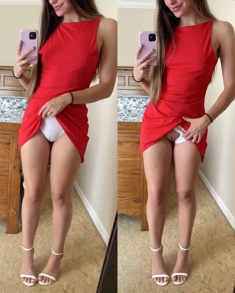 Thumbnail A Sneak Peek: White Panties Under Red Dress | Emmashared