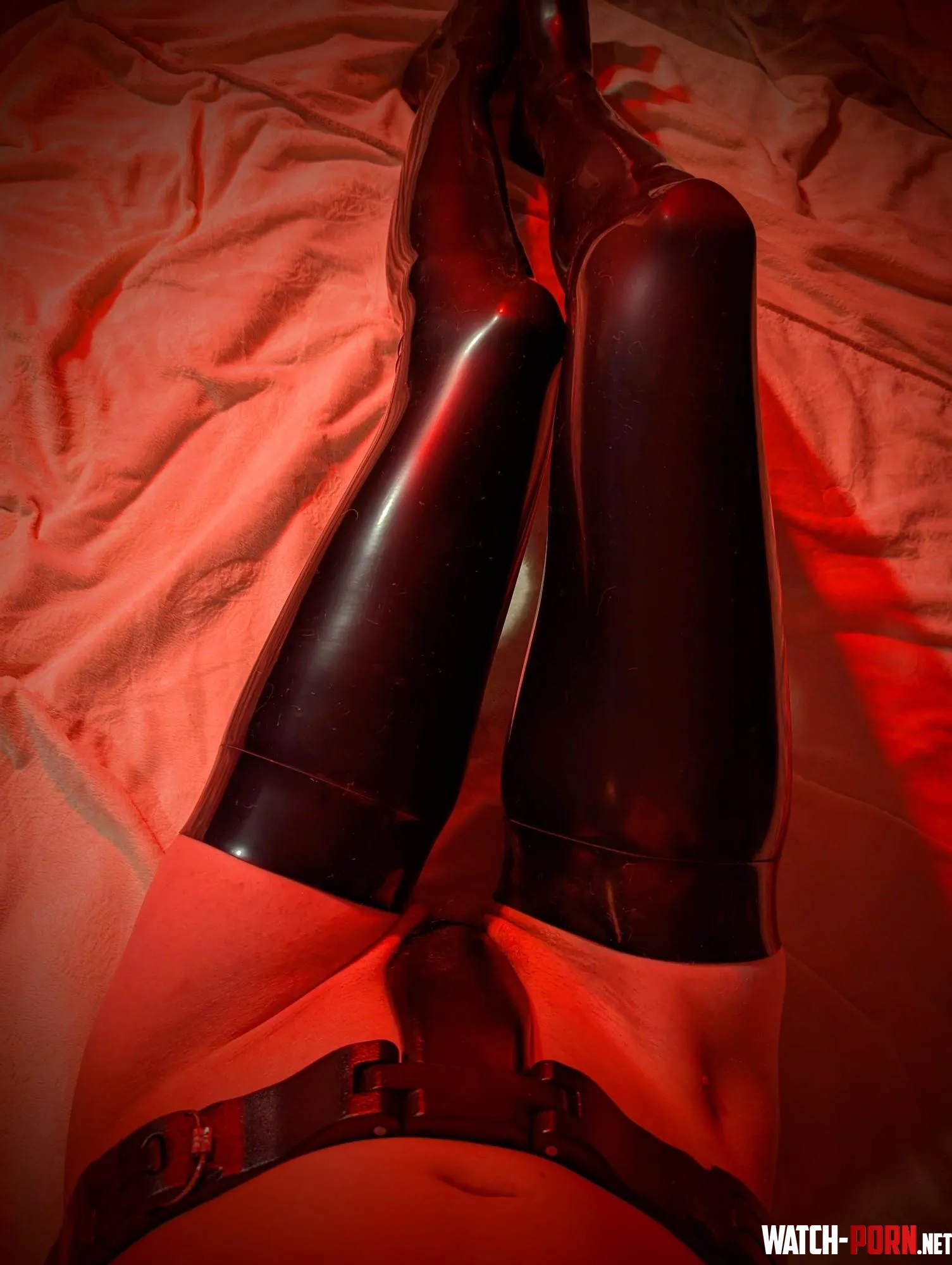 I got my first pieces of latex and I am obsessed with how good it looks with my black chastity belt :3 by ChastityQueer