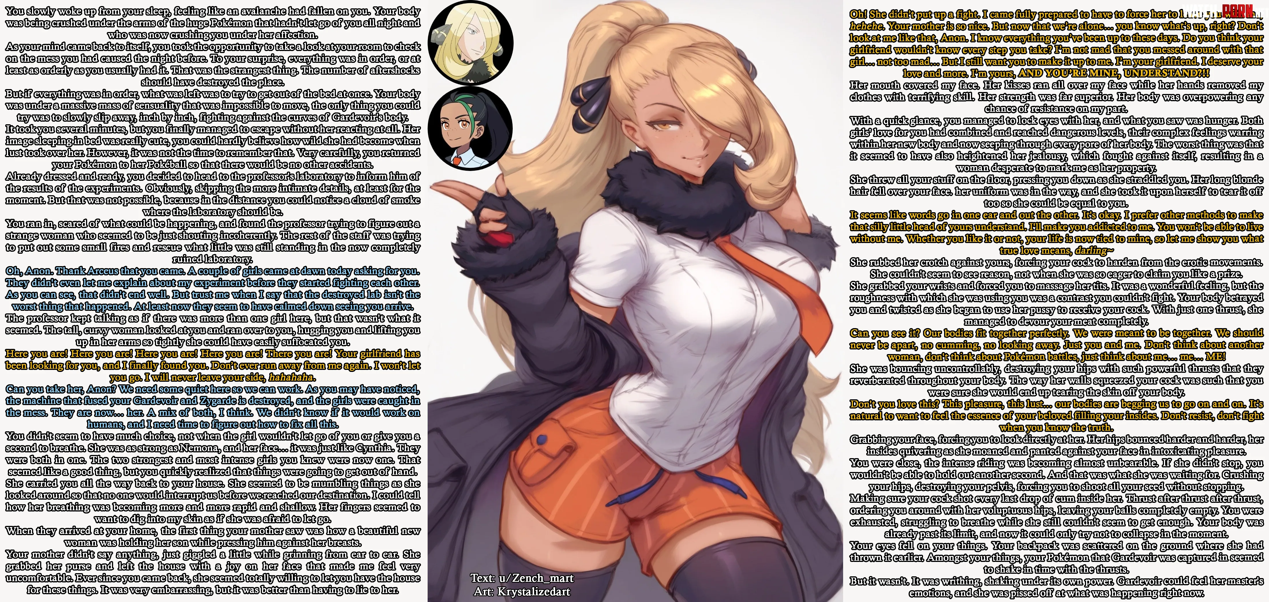 What's come after defeat the league #4 [Fusion] [Light yandere] [Creampie] [Forced cumming] [Blonde] [Femdom] [Jealous] [Comm] | Art: Krystalized_Art by Zench_mart
