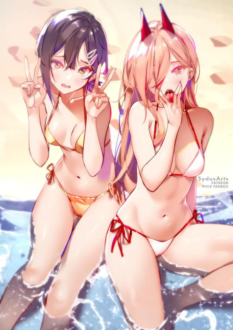 Thumbnail Kobeni and Power's Beach Adventure in Chainsaw Man by Wattatopz