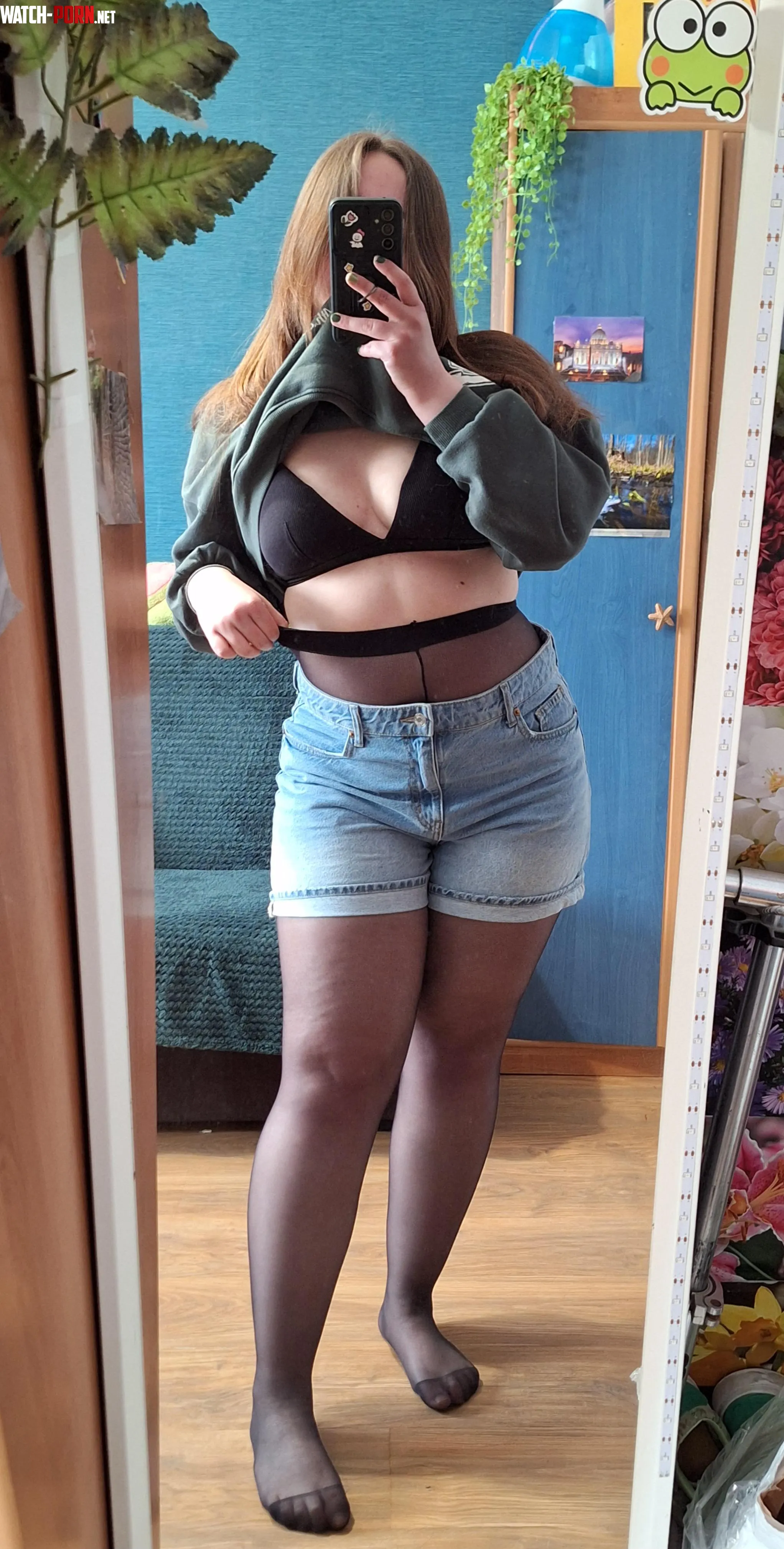 It's my birthday today! :3 recently i feel in love with wearing my nylons under shorts :p by Exotic_Milk_0114