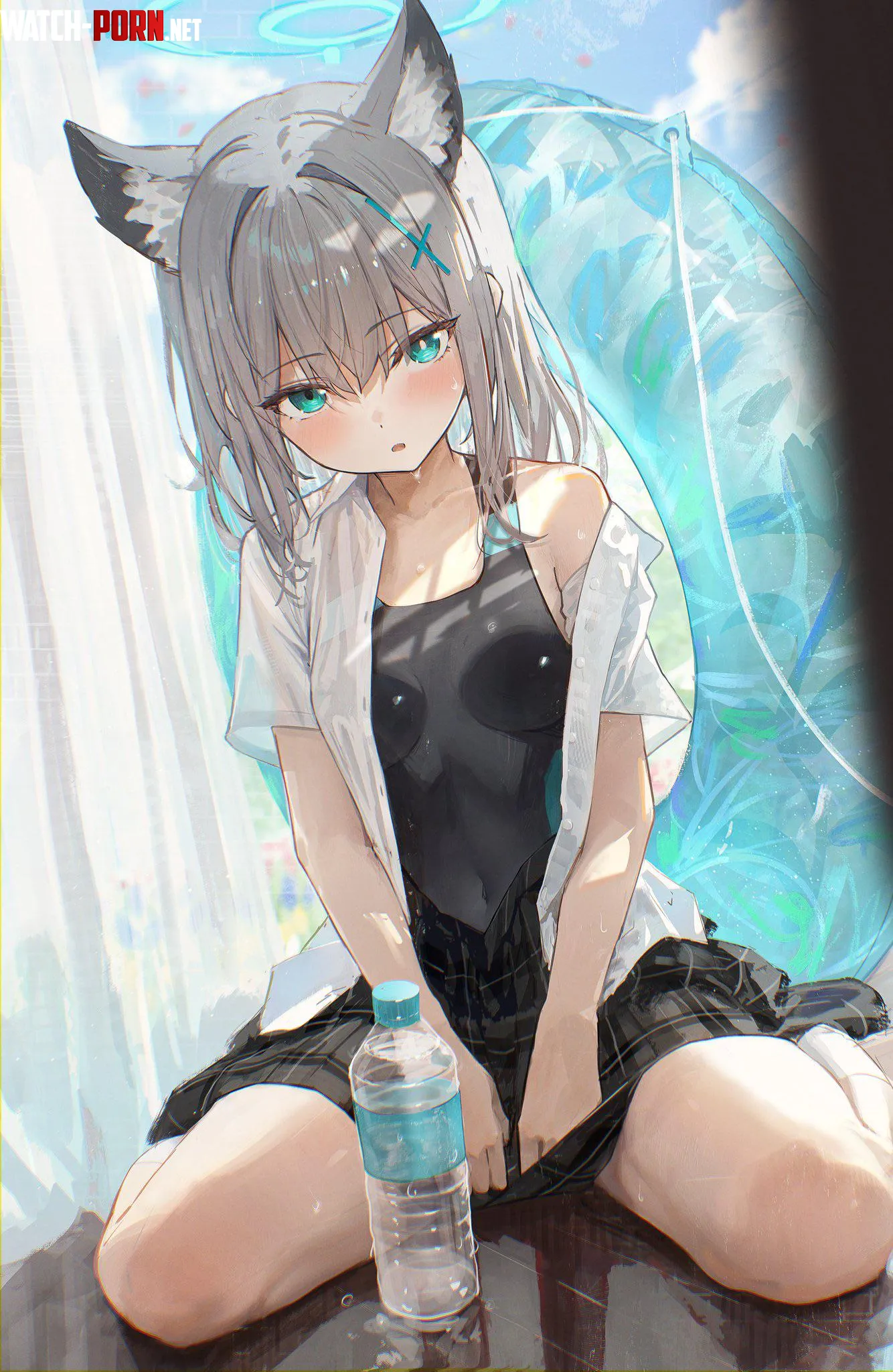 Shiroko after swimming class by Wattatopz