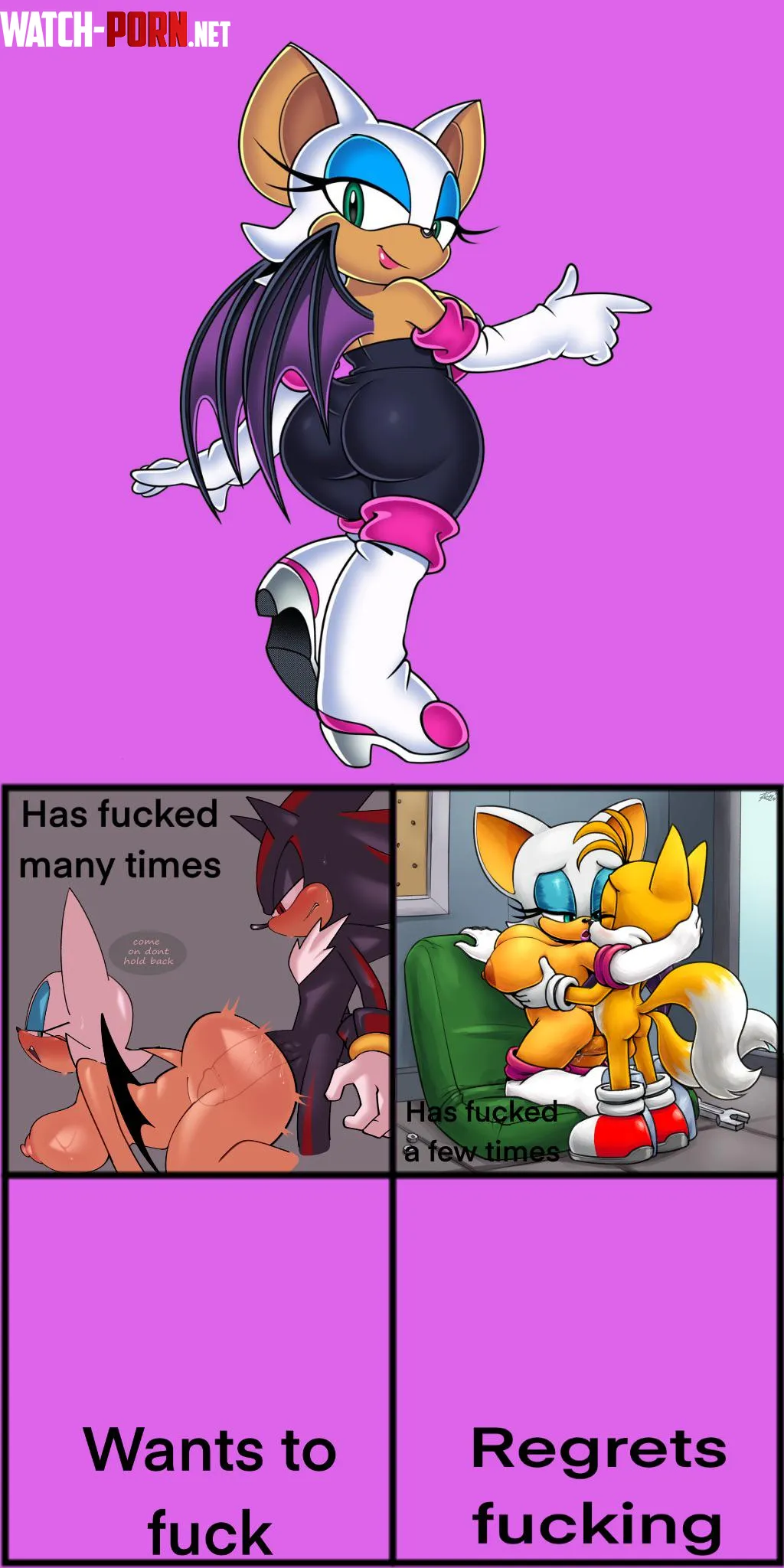 Rouge has fucked Tails a few times. Who does she want to fuck? by Crumpetttttt
