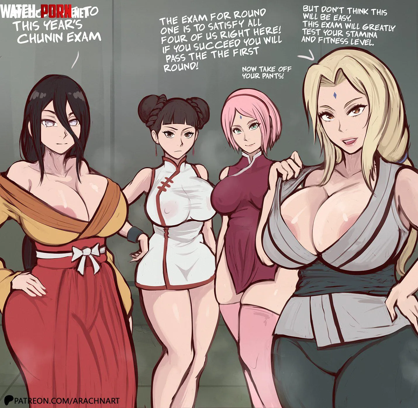 Tsunade, Hanabi, Sakura & Tenten [Naruto] (Arachnart) by MaskedFanaticX
