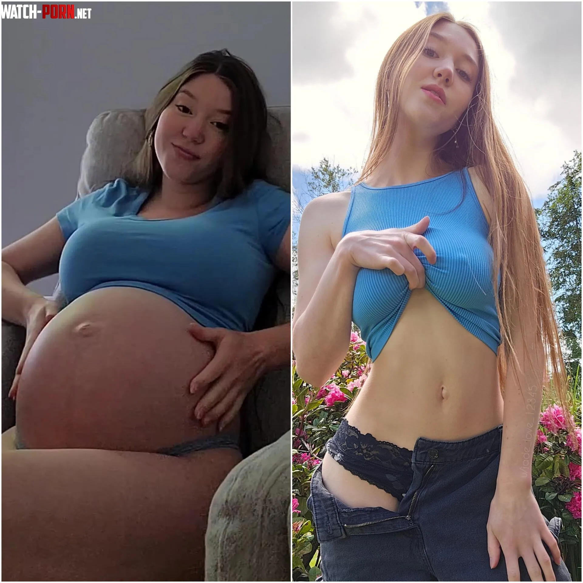 Pregnant belly vs mombod by jade_love_12345